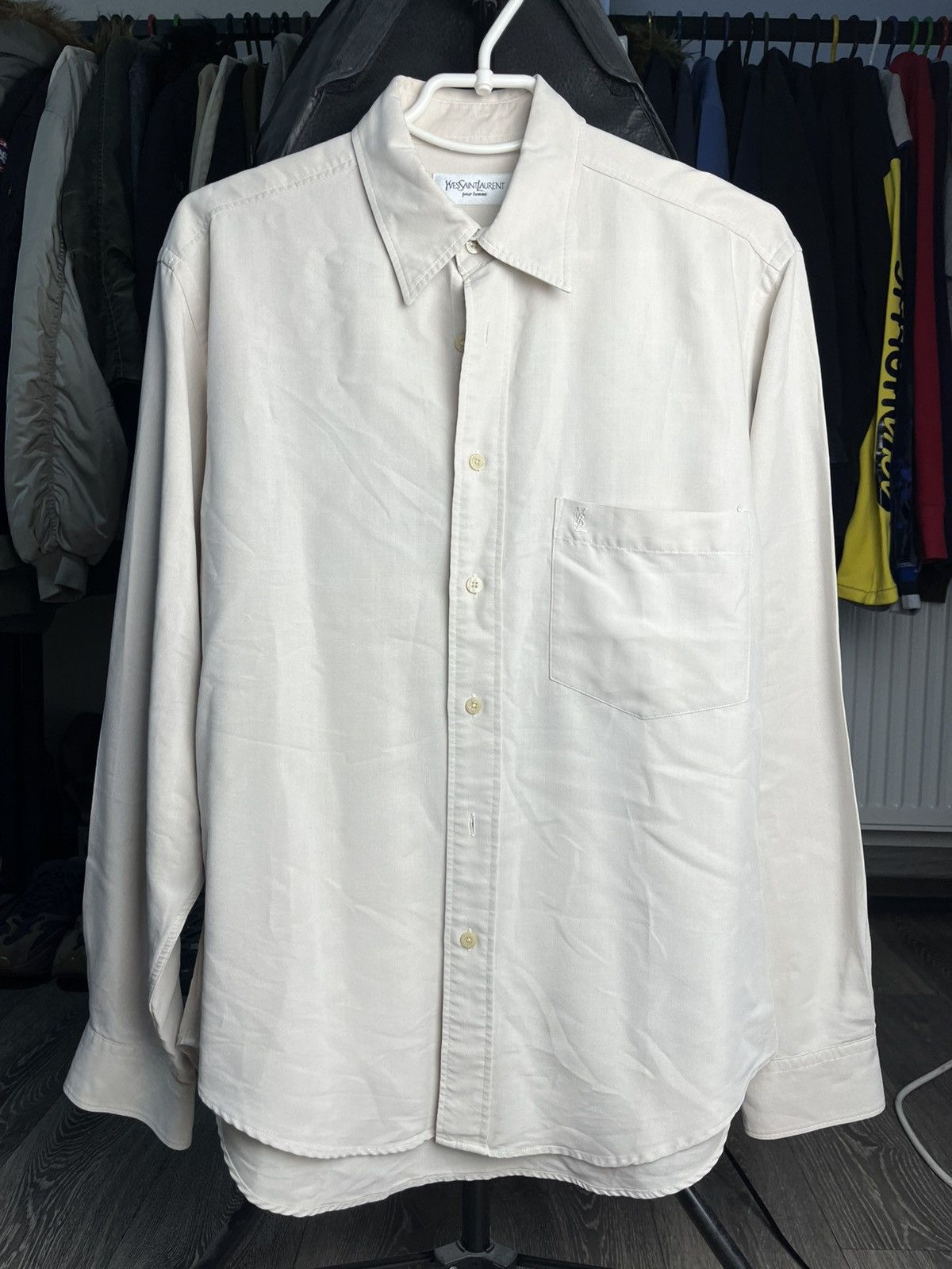 Yves Saint Laurent Vintage Modal YSL Logo Button Up Shirt