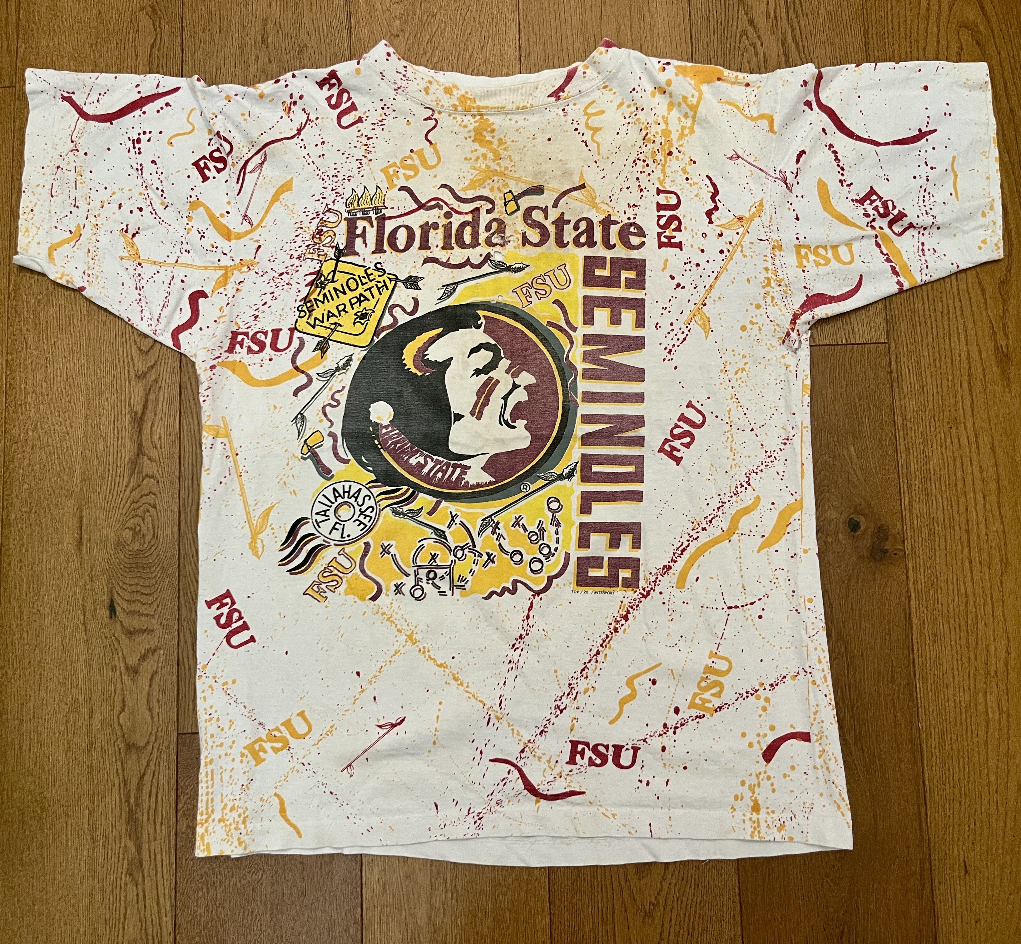 Other Vintage 90s FSU Seminoles All Over Print Thrashed AOP Tee Size US XL / EU 56 / 4 - 2 Thumbnail