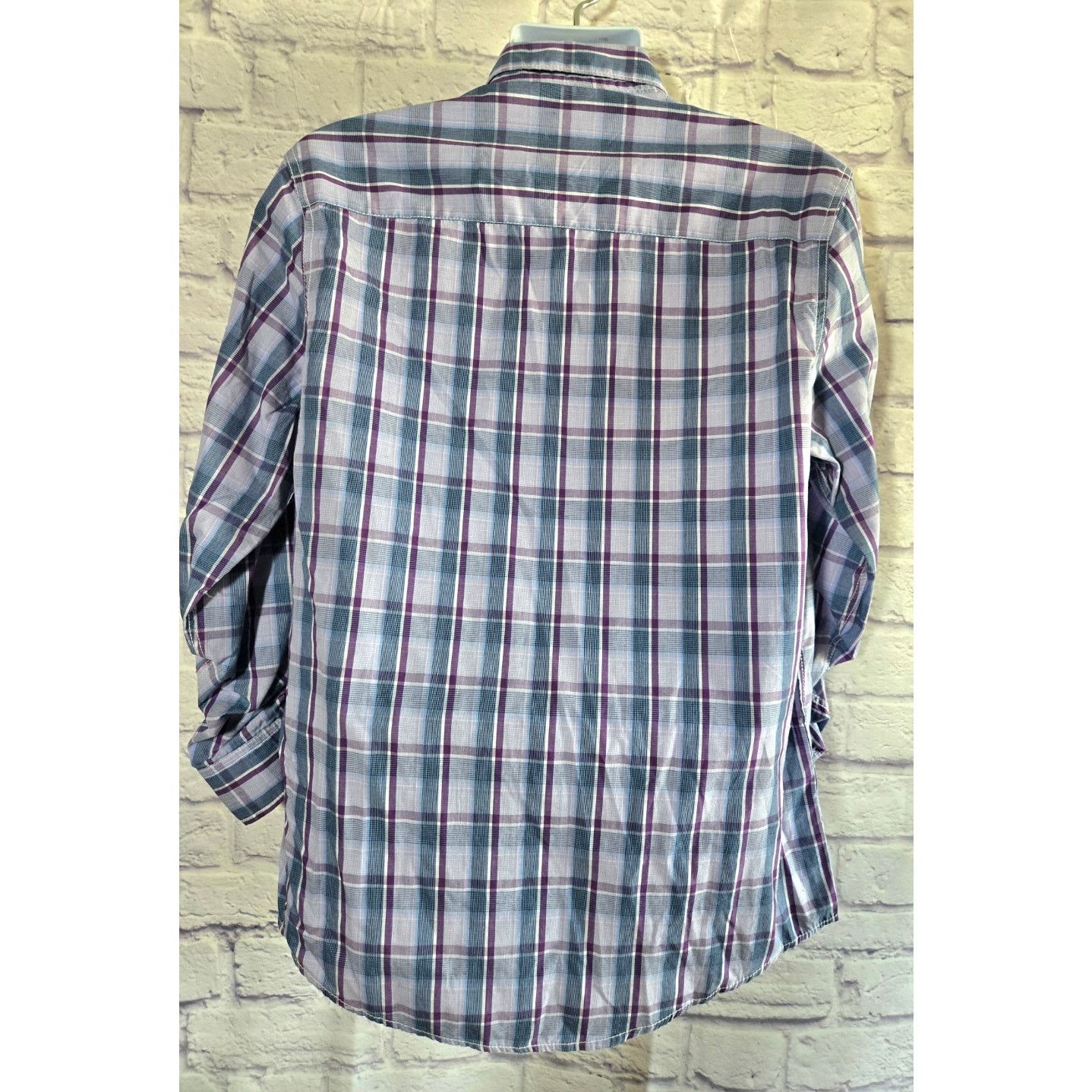 Other Michael Brand Purple Blue Plaid Roll Tab Button Shirt M Size US M / EU 48-50 / 2 - 3 Thumbnail