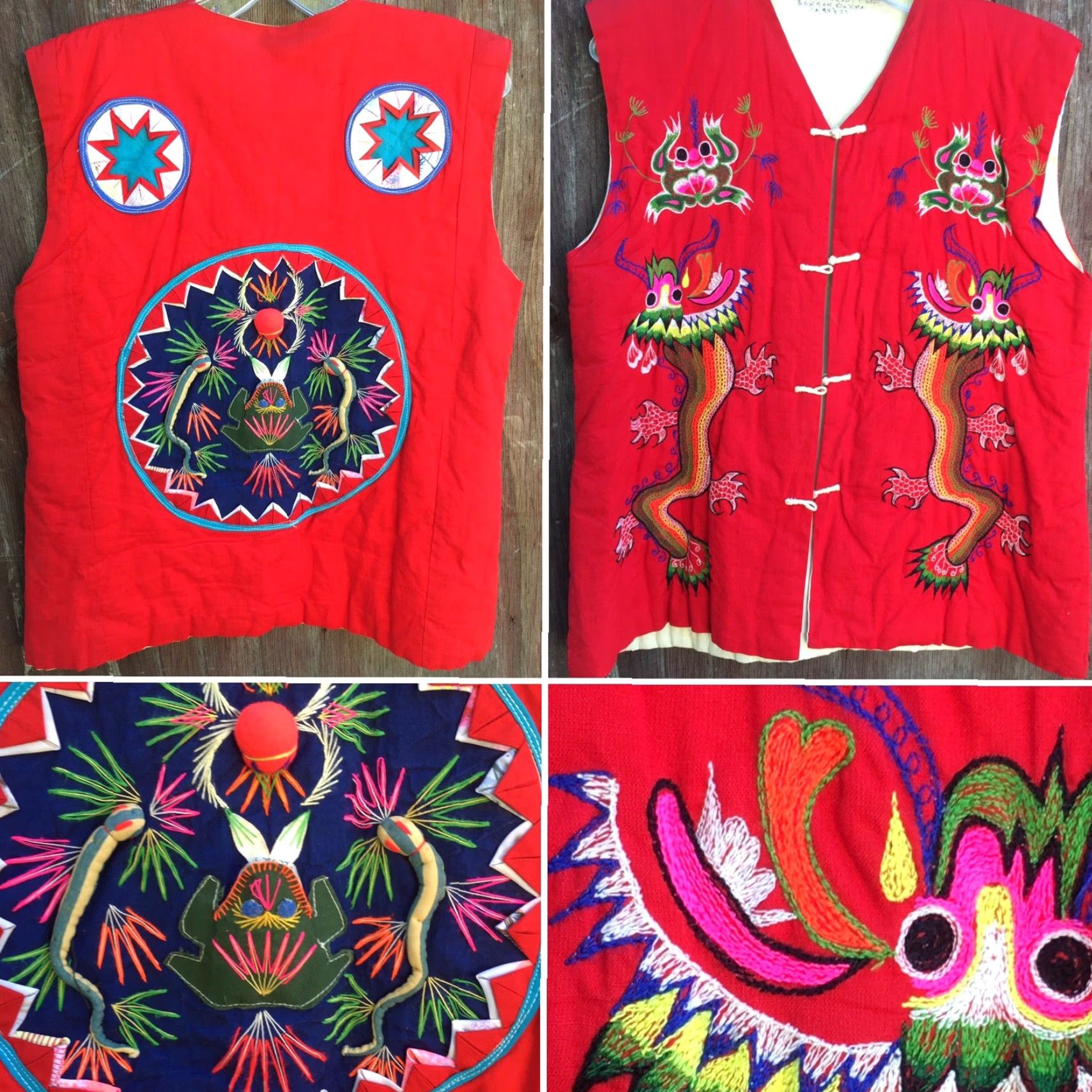Vintage VINTAGE Embroidered Asian Vest Dragon Frog Chinese M/L Red Vest Size M / US 6-8 / IT 42-44 - 5 Thumbnail