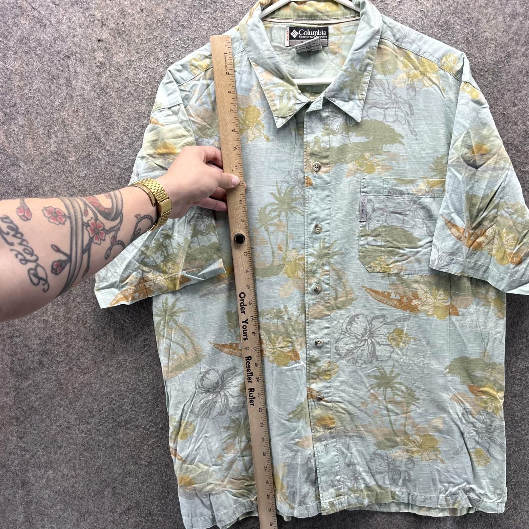 Vintage Columbia Shirt Mens L Green Hawaiian Floral Short Sleeve Button Front Casual Pocketed Size US L / EU 52-54 / 3 - 6 Thumbnail