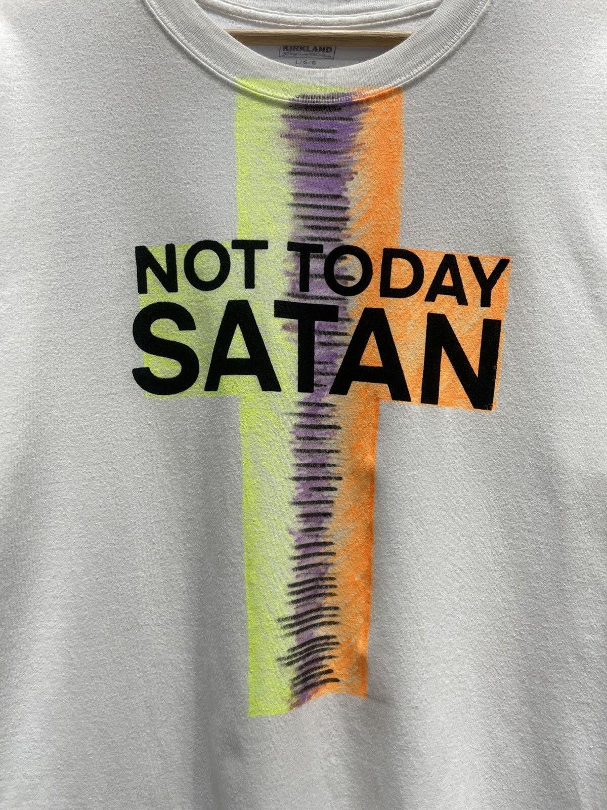 Vintage NOT TODAY SATAN text screen print NEON cross Jesus Piece Art Size US L / EU 52-54 / 3 - 5 Thumbnail