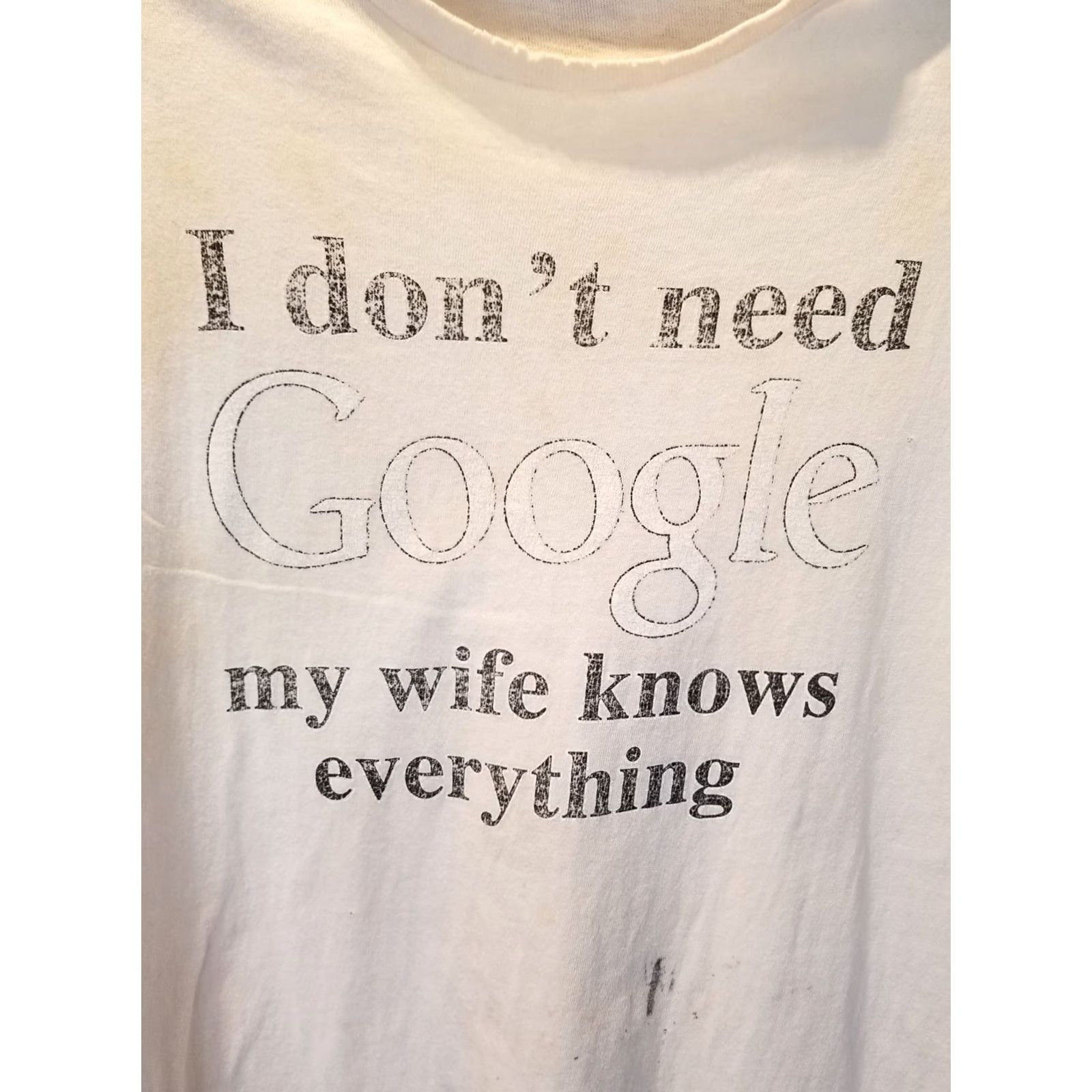 Delta VINTAGE Delta T-Shirt Shirt XL White Cotton Crew Neck Short Sleeve Mens 1980s 80s Distressed Worn Cross Chest 23" Back 28" Google I DON'T NEED GOOGLE Size US XL / EU 56 / 4 - 2 Thumbnail