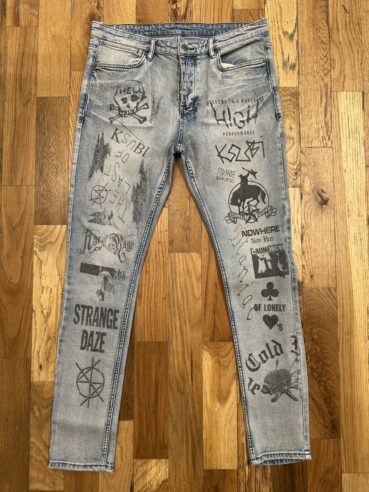Ksubi Ksubi AOP Logos Blue Denim Jeans Size 36 Size US 36 / EU 52 - 1 Thumbnail