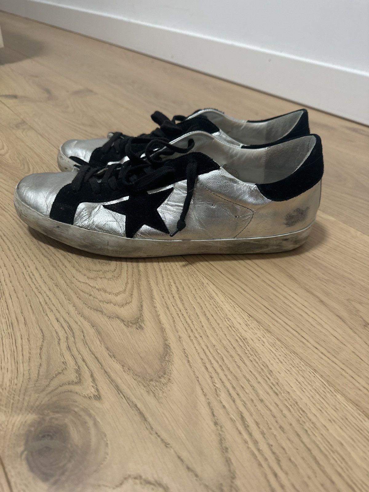 Golden Goose Men’s Super-Star in silver leather Size US 10.5 / EU 43-44 - 4 Thumbnail