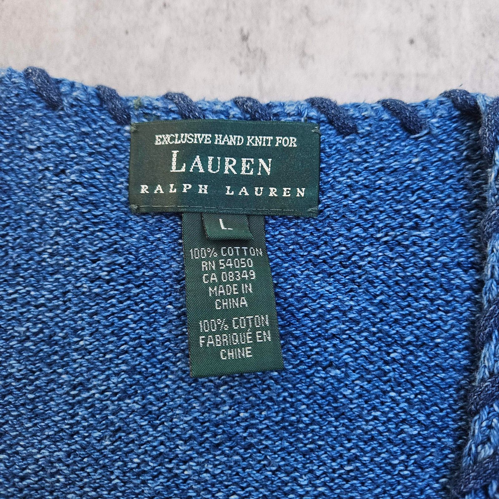 Lauren Ralph Lauren Vintage Y2K LAUREN RALPH LAUREN Cable Knit Blue Sweater Vest Size L / US 10 / IT 46 - 2 Thumbnail