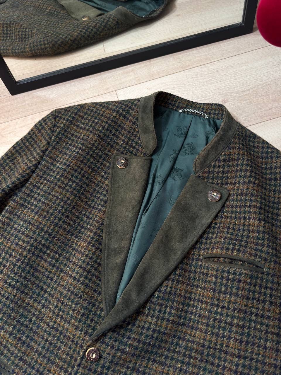 Harris Tweed Julius Lang x Harris Tweed Jacket Blazer Wool Houndstooth Size 46R - 2 Thumbnail