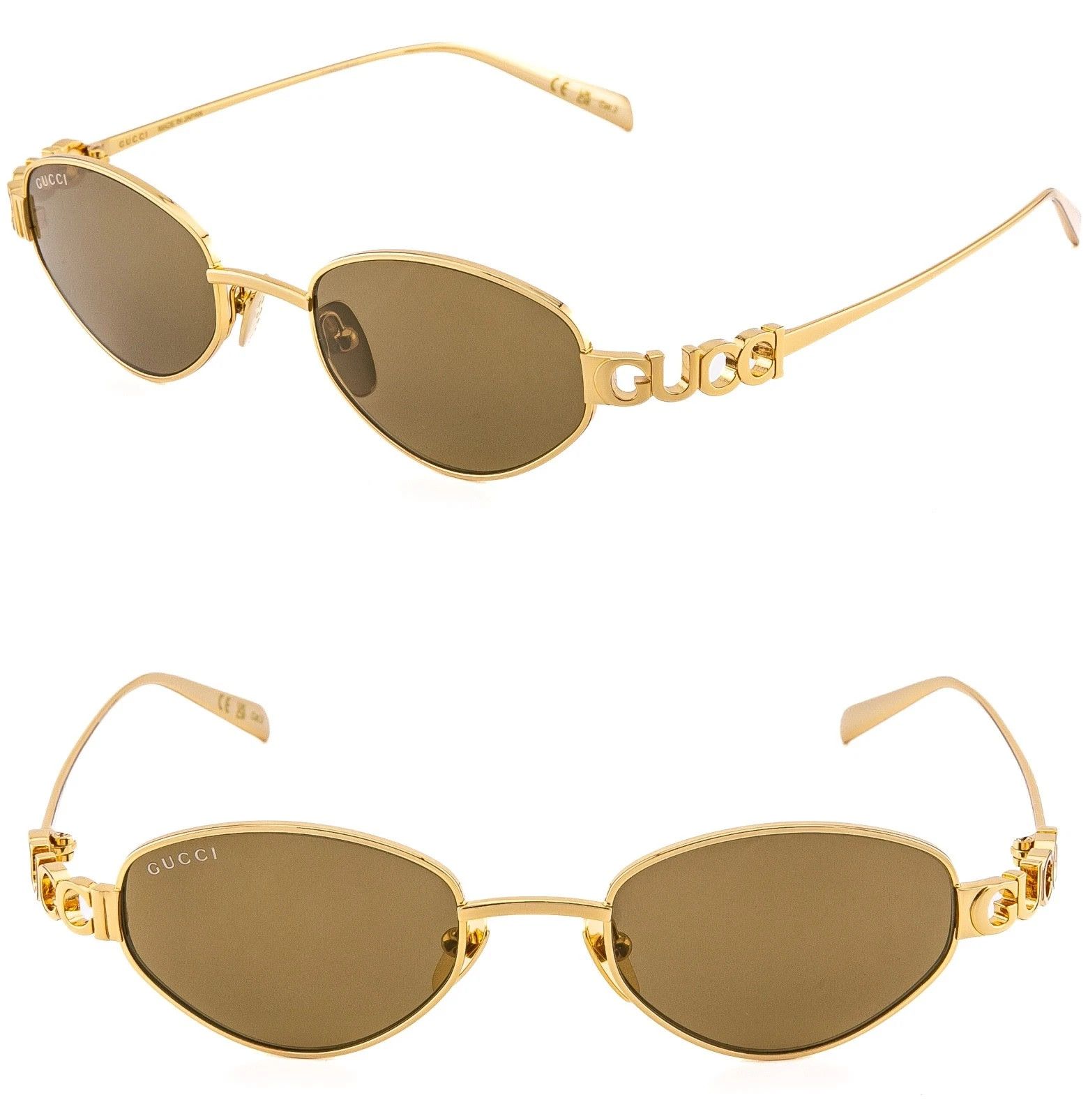 Gucci GUCCI 1935 Gg1935S Gold Bronze Logo Unisex Metal Oval 003 Size ONE SIZE - 1 Thumbnail