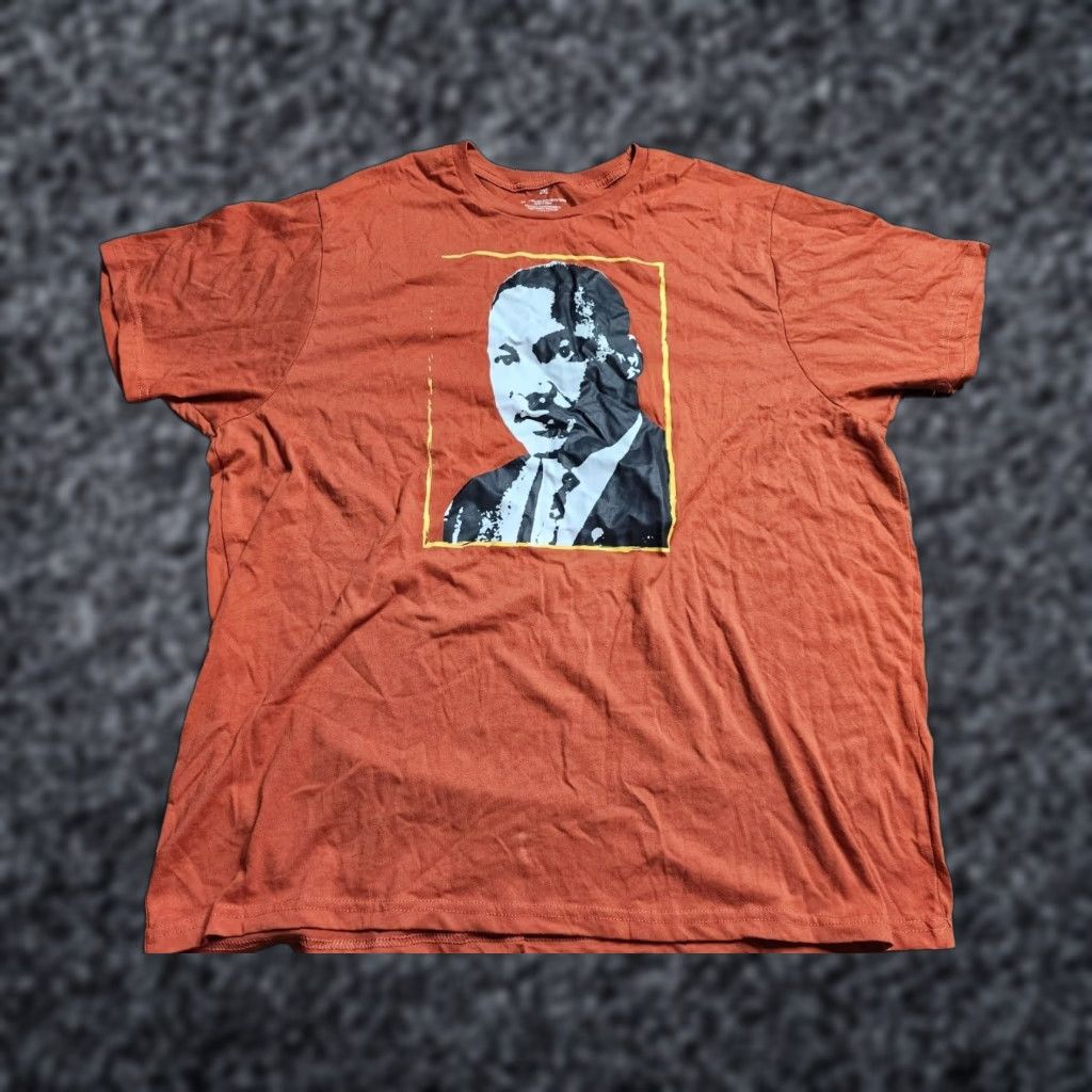 Vintage VINTAGE MLK Portrait Art T-Shirt 2XL Big & Tall Orange Black Lives Matter Mens Size US XXL / EU 58 / 5 - 1 Thumbnail