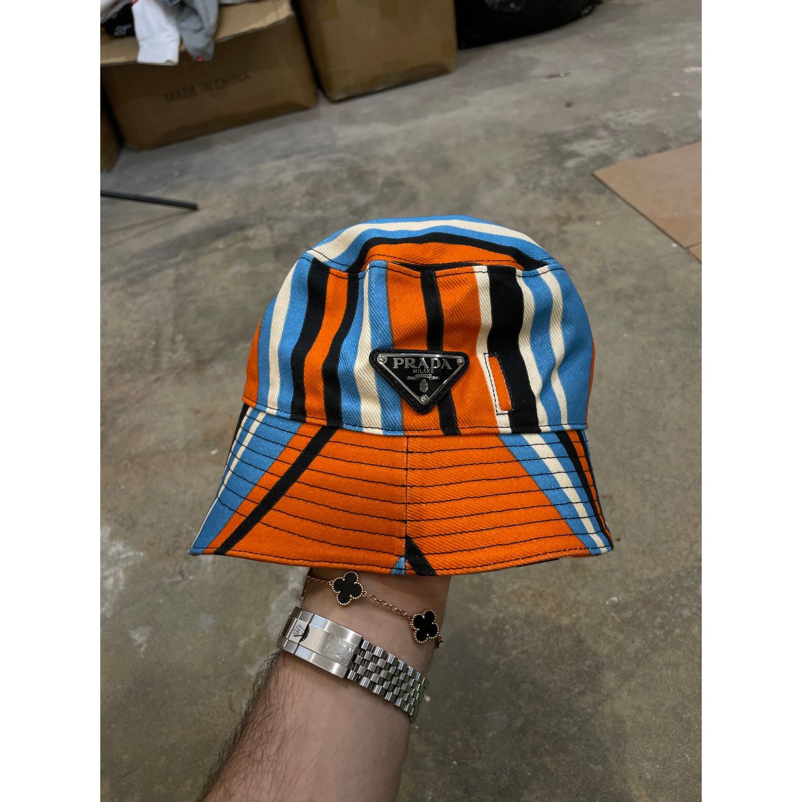 Prada Prada Bucket Hat Orange Multi New Small With Tags | Grailed