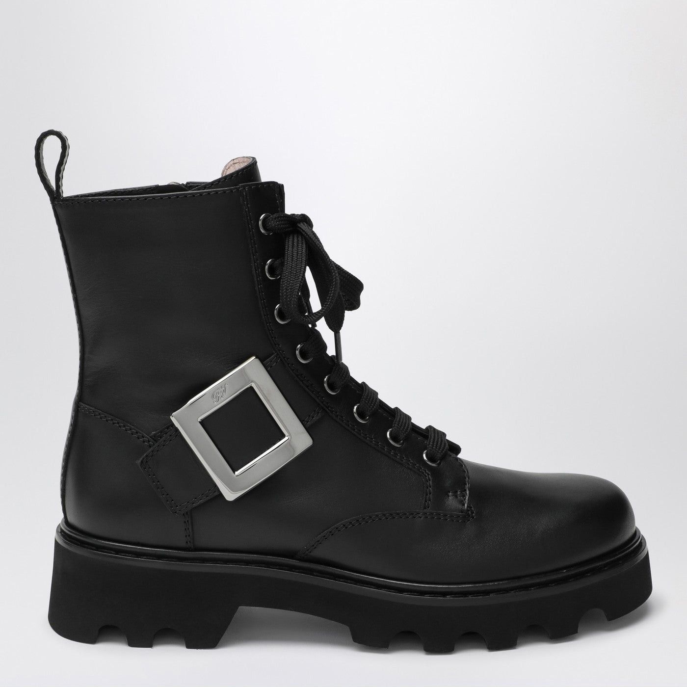 Roger Vivier Roger Vivier Viv' Rangers Truck Black Leather Ankle Boots Size US 11 / IT 41 - 1 Thumbnail