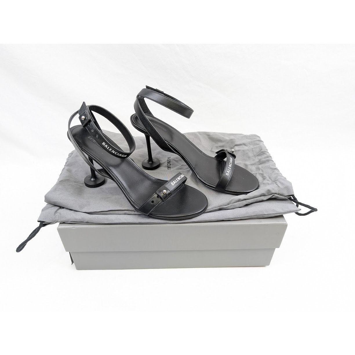 Balenciaga o1rshd1 Afterhour Logo 90 Sandals in Black/White Size US 8 / IT 38 - 22 Thumbnail