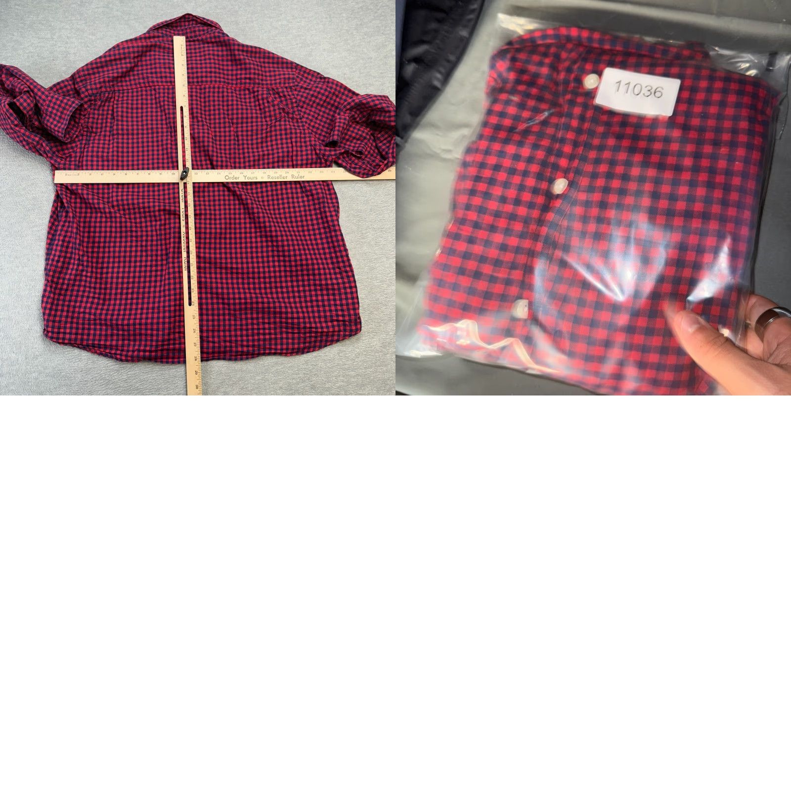 ASH Ash & Erie Shirt Mens XL Red Navy Gingham Check Button Down Lightweight Cotton Size US XL / EU 56 / 4 - 8 Thumbnail