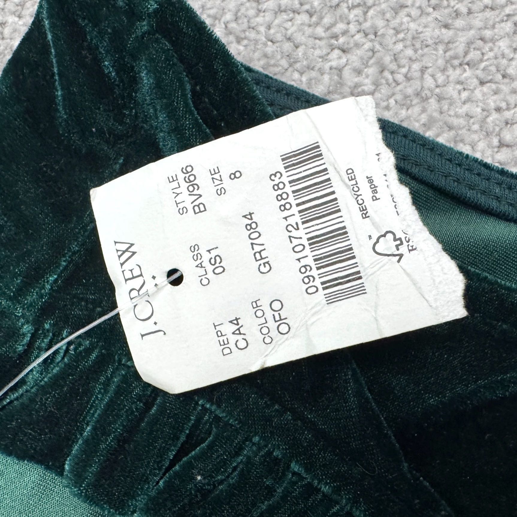 J.Crew Factory Velvet Sleeveless Tiered Midi Dress Women 8 Green Ruffle  Neck NWT