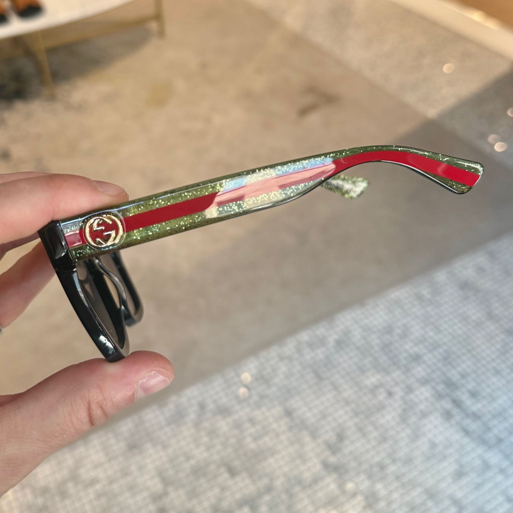 Gucci Gucci GG0034 Black Frame Glitter Web Branch Sunglasses Size ONE SIZE - 12 Thumbnail