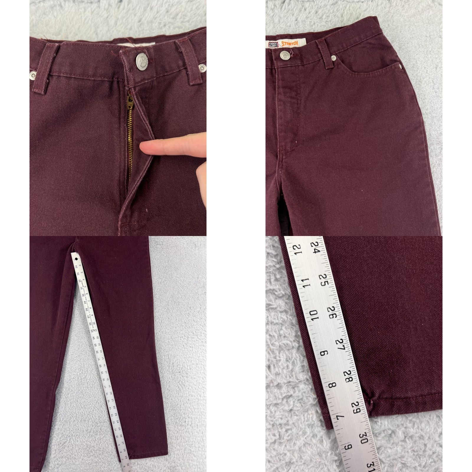 Faded Glory Faded Glory Jeans Women 10 Red Denim Straight High Rise 5-Pocket Cotton Stretch Size 32" / US 10 / IT 46 - 8 Thumbnail