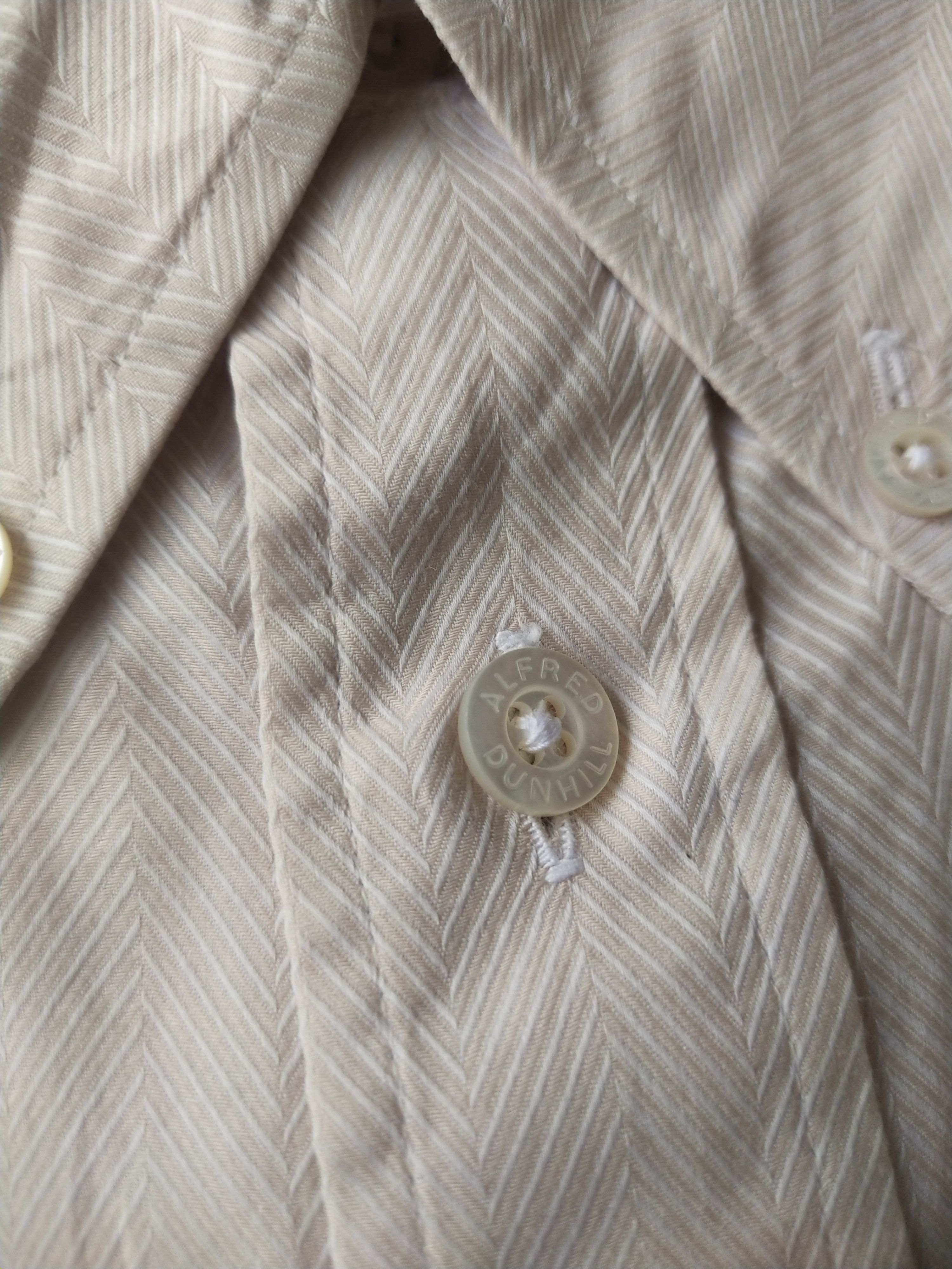 Alfred Dunhill Vintage Dunhill Japan Made Herringbone Cotton Shirt Size US L / EU 52-54 / 3 - 4 Thumbnail