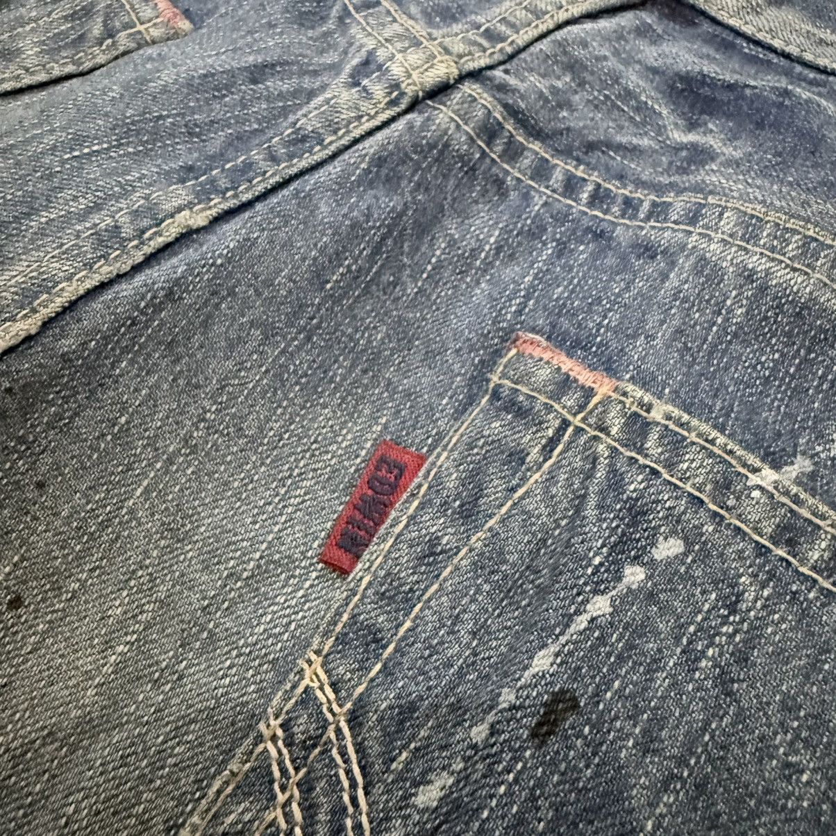 Seditionaries 🇯🇵 Vintage 90s Edwin 503 Blue Trip Distressed Splash Paint Size US 30 / EU 46 - 10 Thumbnail