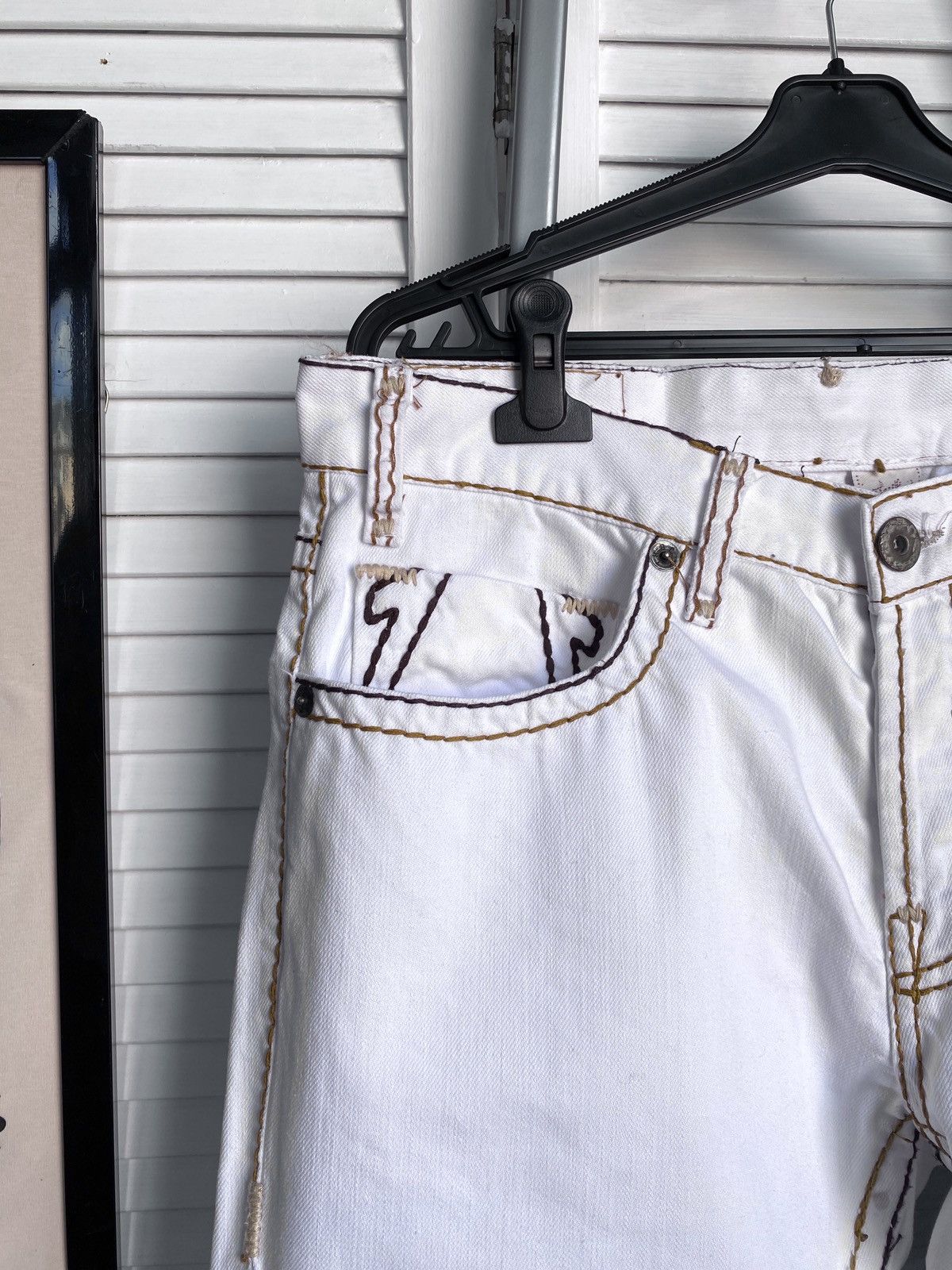 True Religion × Vintage True Religion White Jeans Big Stitch Denim USA Logan Super Size US 34 / EU 50 - 8 Thumbnail
