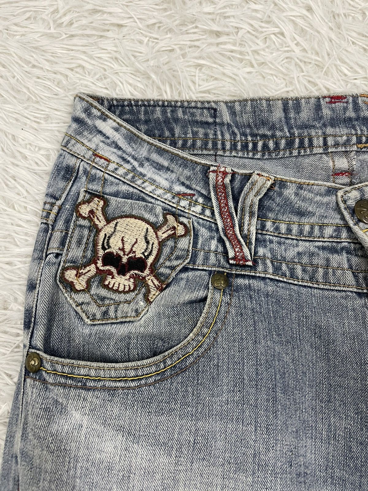 Japanese Brand Skull The World of Freedom Flare Jeans Pant Size US 33 - 7 Thumbnail
