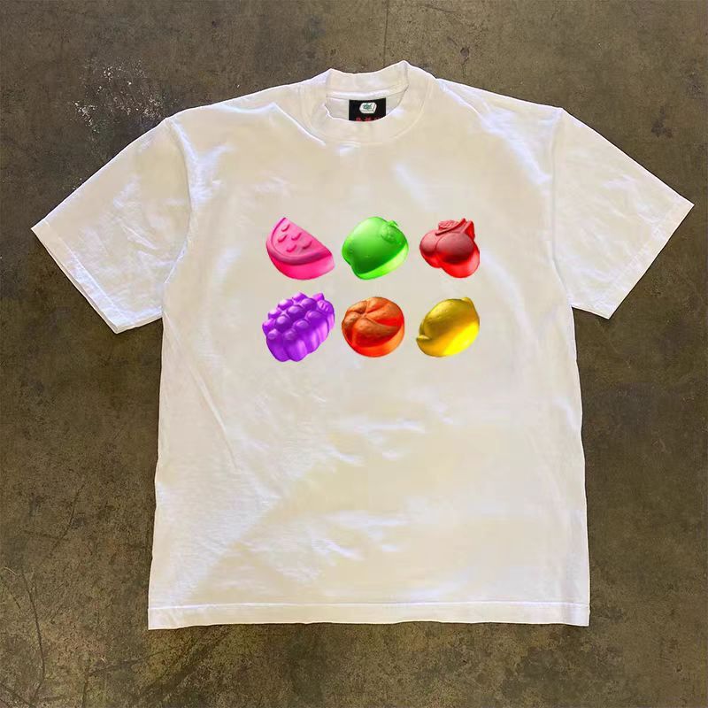 Vintage White casual retro candy print t-shirt Size US M / EU 48-50 / 2 - 1 Thumbnail