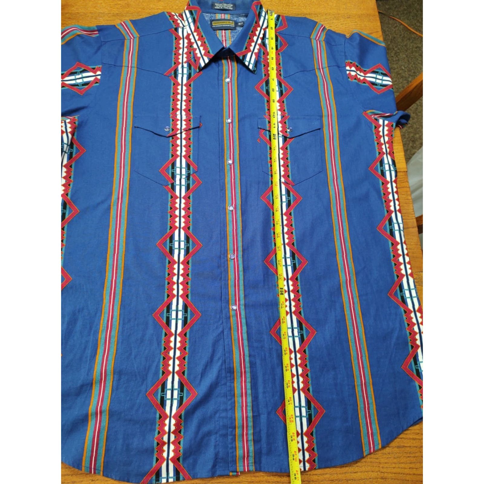 Vintage VINTAGE Panhandle Slim Brushpopper Pearl Snap Shirt Aztec Blue Mens XLT Shirt Size US XL / EU 56 / 4 - 6 Thumbnail