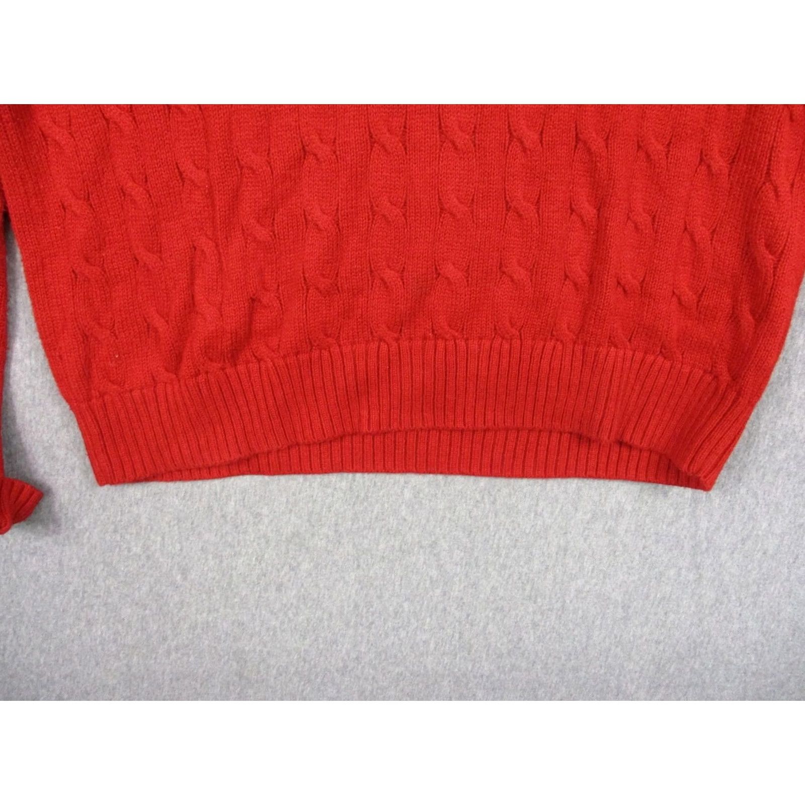 Polo Ralph Lauren Polo Ralph Lauren Sweater Mens XL Red Cable-Knit Crewneck Pullover Pony Logo -- Cotton Knit Size US XL / EU 56 / 4 - 7 Thumbnail