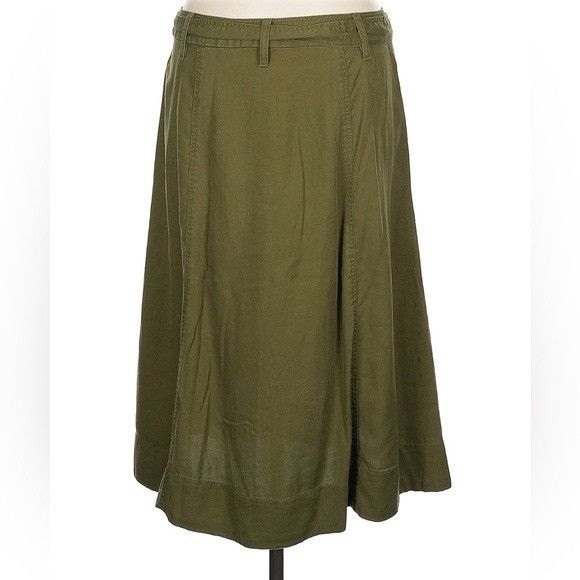 Talbots Talbots Classic Button Front Neutral Olive Green A Line Knee Size 30" / US 8 / IT 44 - 2 Thumbnail
