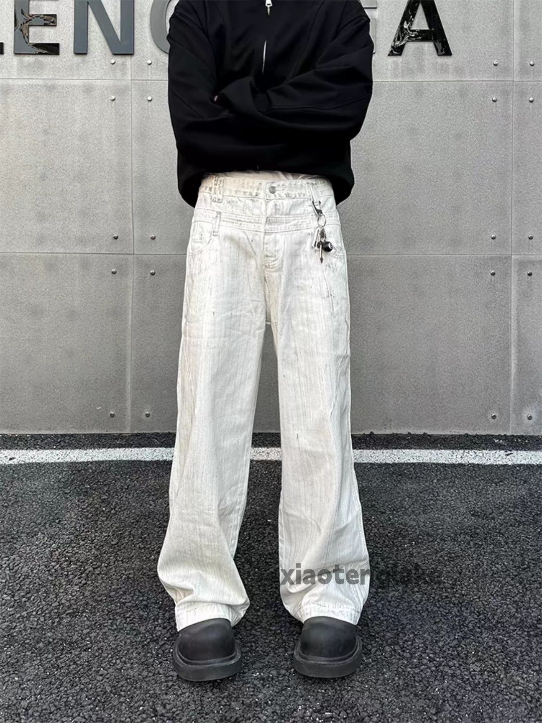 Designer × Jean × Vintage utility patchwork double waist loose outdoor stain jeans Size US 30 / EU 46 - 5 Thumbnail