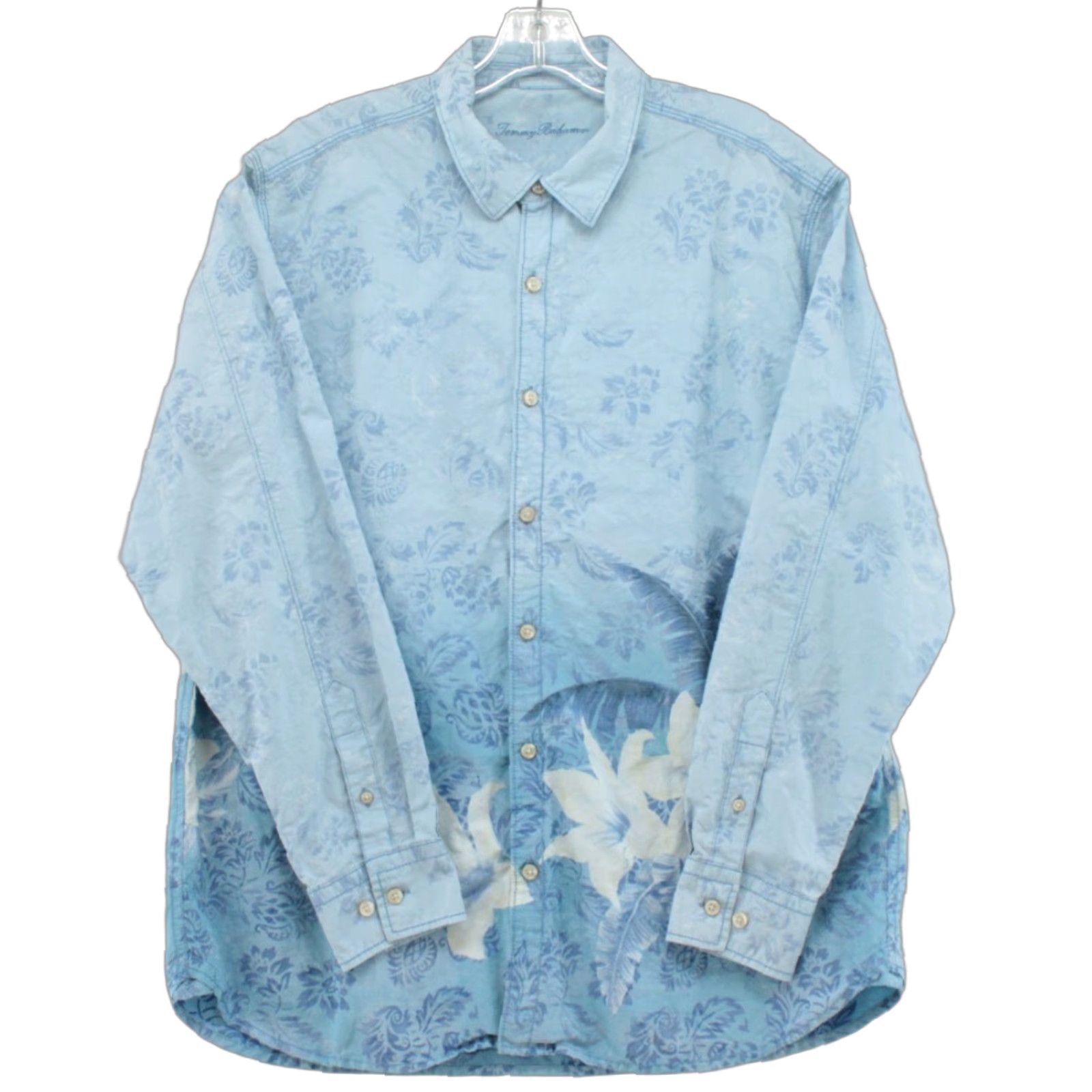Tommy Bahama VINTAGE Tommy Bahama Hawaiian Floral Button-Up Shirt Mens XL Blue Long Sleeve Beach Size US XL / EU 56 / 4 - 1 Thumbnail