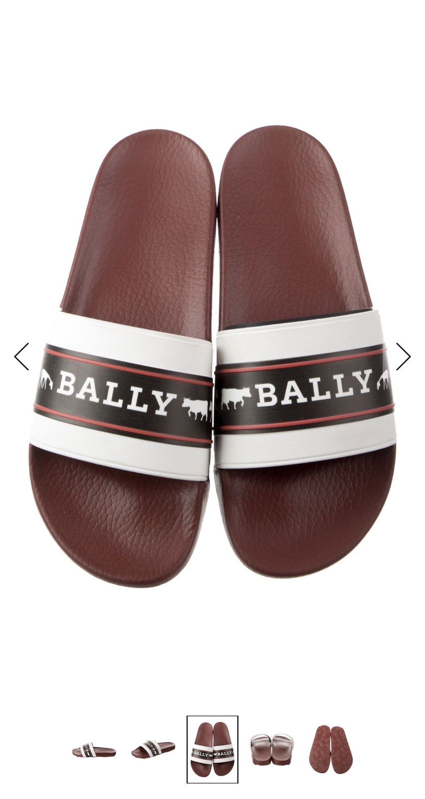 Bally Bally Anibally Rubber Slides – White/Black/Red – Size US 9 Size US 9 / EU 42 - 1 Thumbnail