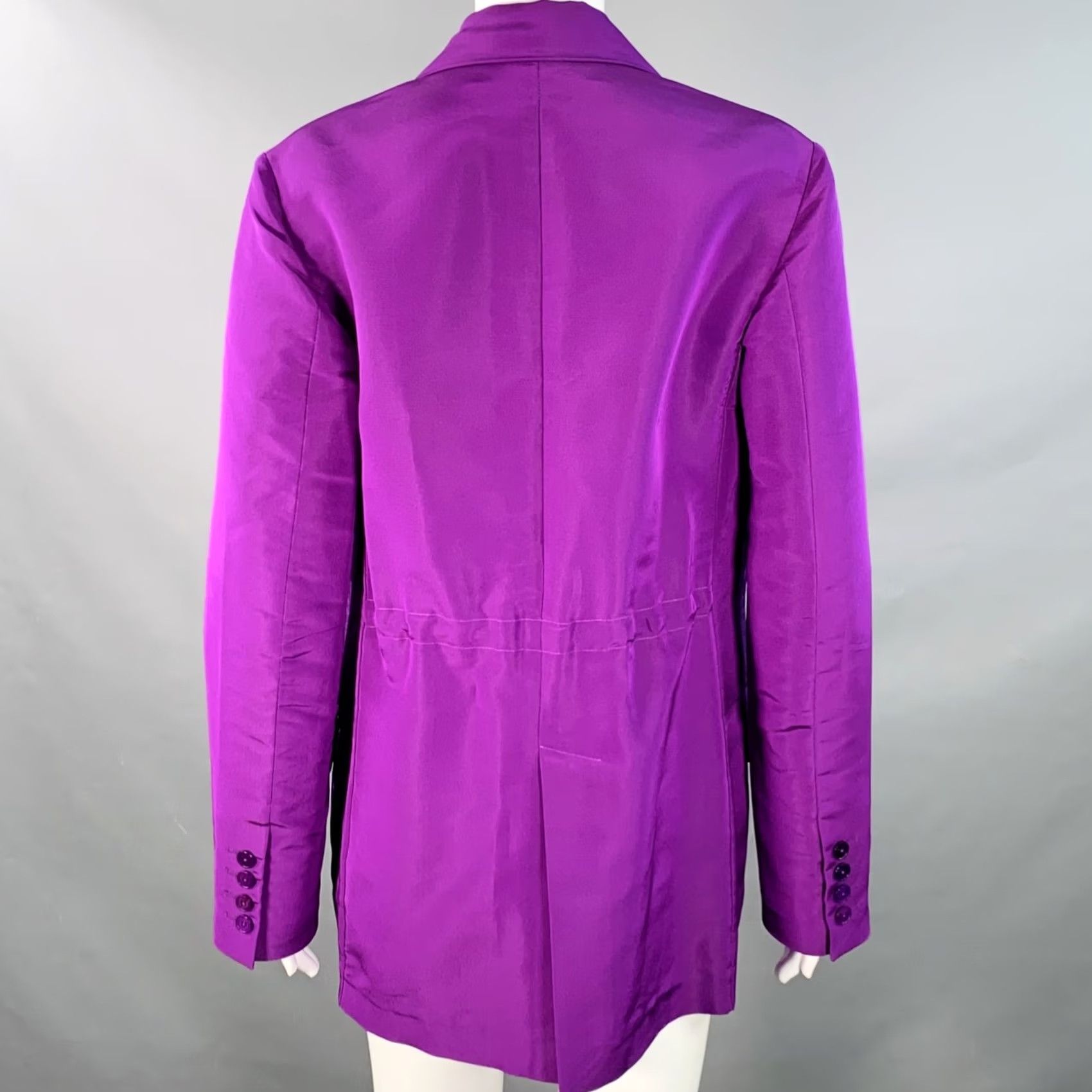 Valentino VALENTINO Size 4 Purple Silk Peak Lapel Drawstring Jacket Blazer Size S / US 4 / IT 40 - 3 Thumbnail