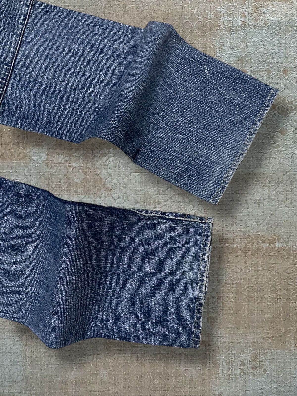 Japanese Brand Vintage 1990s Designer Jappan Studio Ecru Distressed Denim Size US 32 / EU 48 - 13 Thumbnail