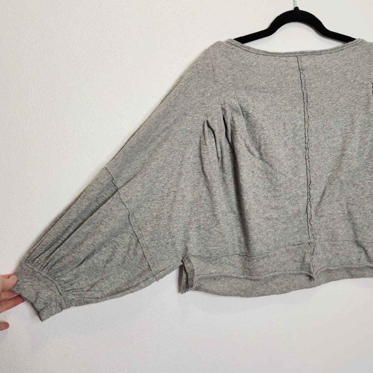 Vintage We the Free Long Sleeve Crop Boxy Gray Shirt Pleated Large Lagen Boho Size L / US 10 / IT 46 - 5 Thumbnail