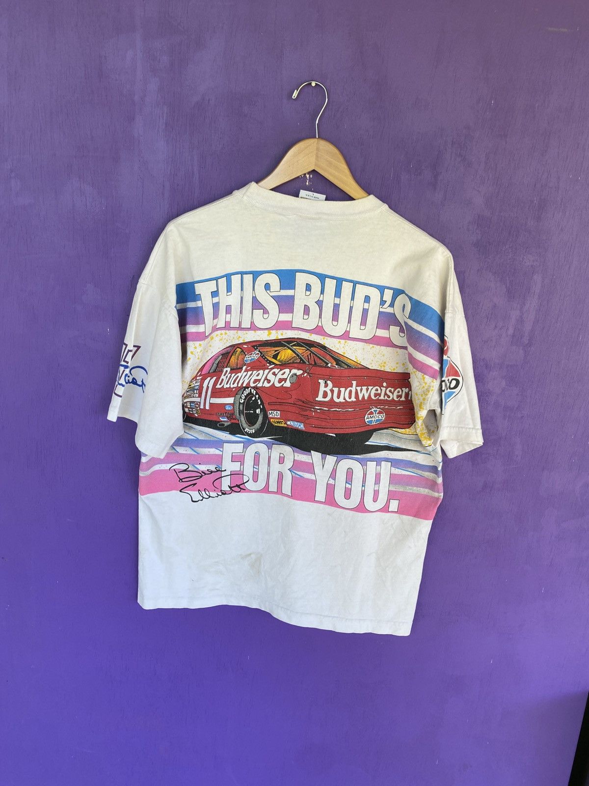 NASCAR Vintage 90s NASCAR Budweiser horsepower AOP t-shirt Size US L / EU 52-54 / 3 - 2 Thumbnail