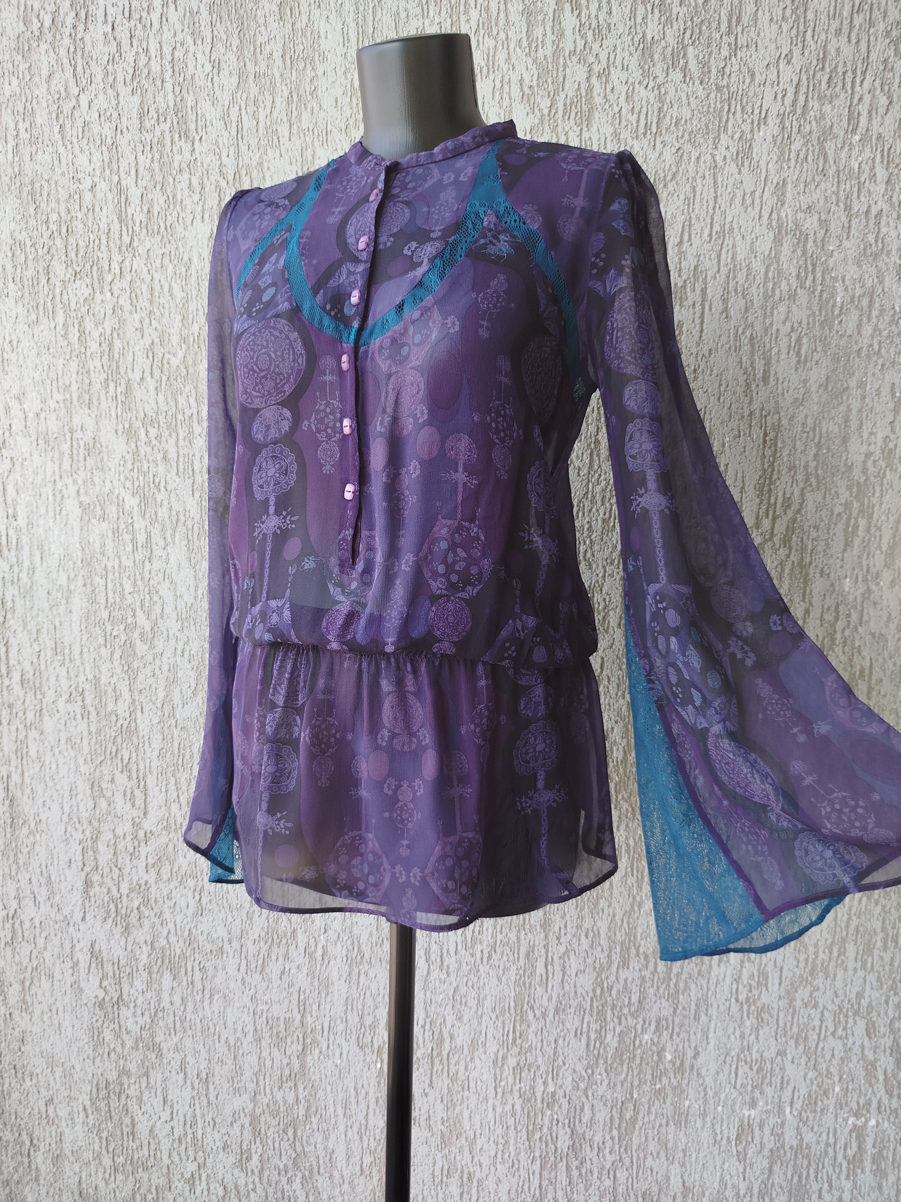 Custo Barcelona Blouse Long Sleeve Boho Chiffon Silk Vintage Y2K Size S Size S / US 4 / IT 40 - 10 Thumbnail