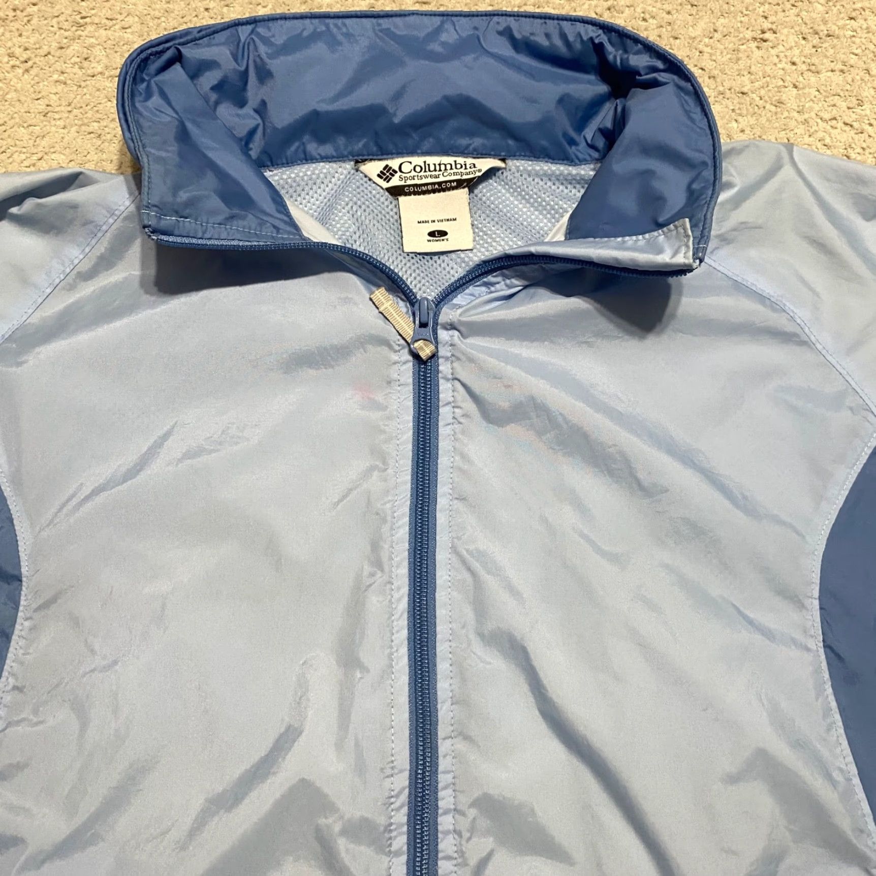 Vintage Columbia Windbreaker Jacket Womens Large Blue Full Zip Hooded Packable Lightweight Softshell Size L / US 10 / IT 46 - 5 Thumbnail
