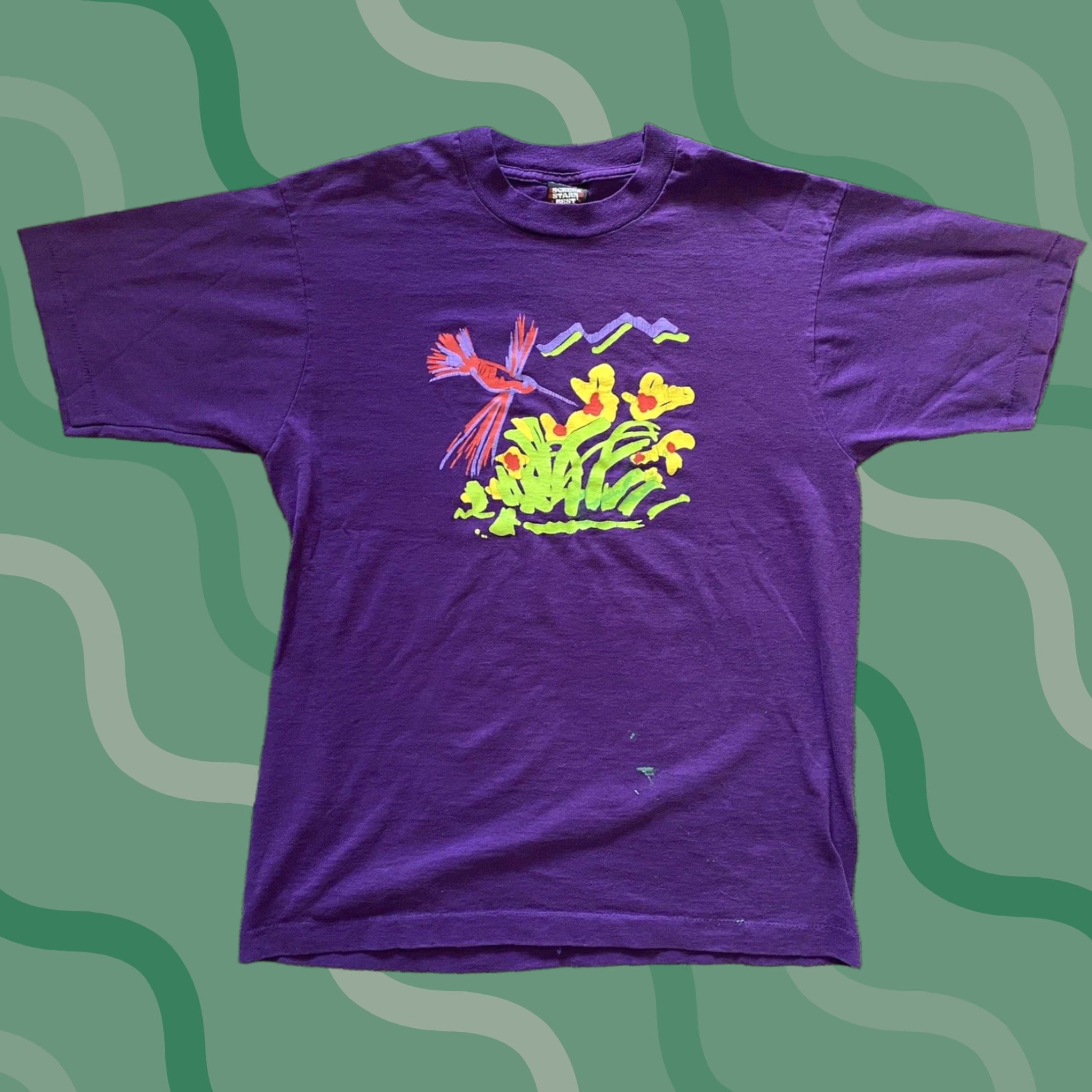 Vintage VINTAGE Screen Stars Best Shirt Mens L Short Sleeve Made USA Purple Hummingbird Size US L / EU 52-54 / 3 - 1 Thumbnail