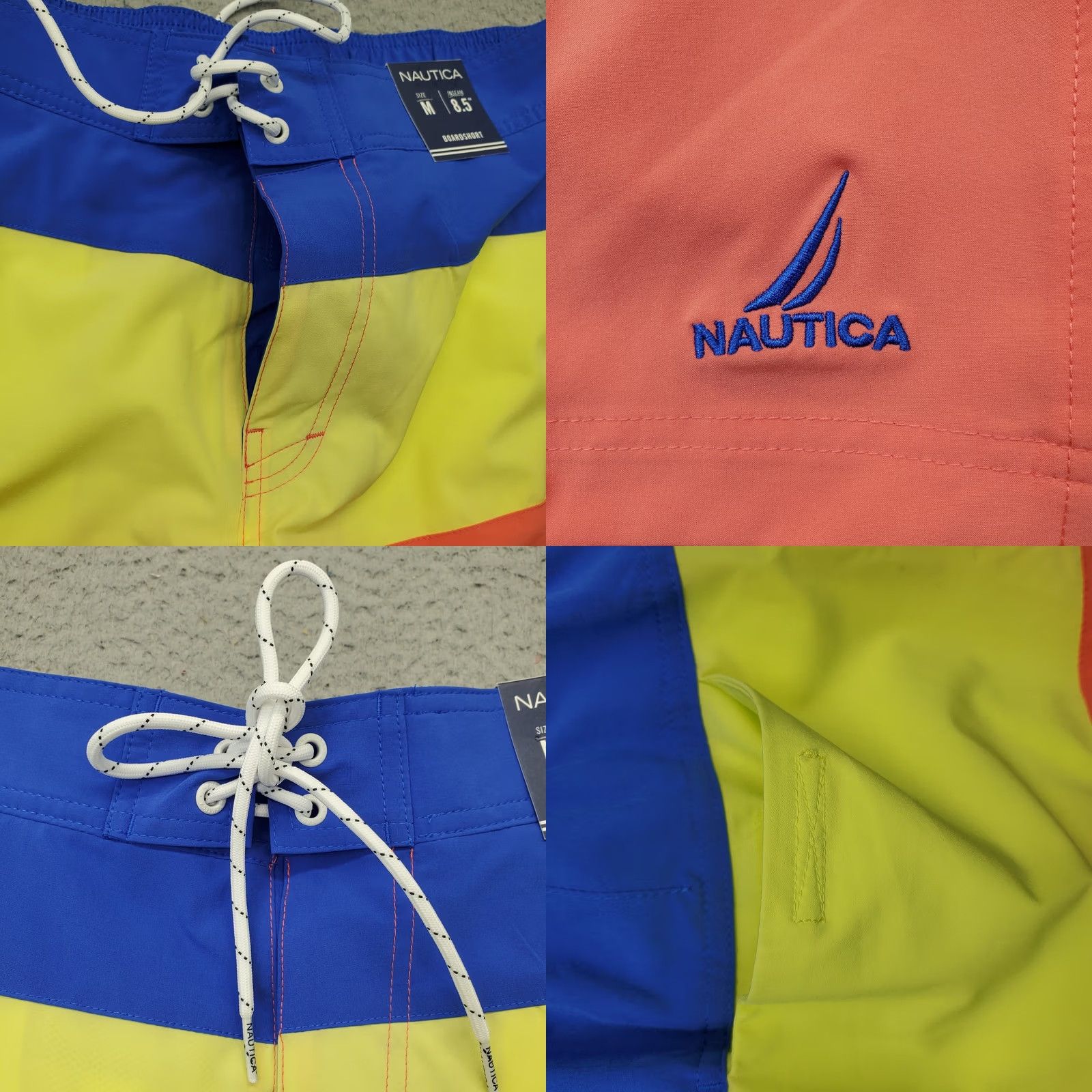 Nautica Nautica Board Shorts Mens M Multicolor Colorblock Swimwear 8.5" Inseam Drawstring Pockets Quick Delivery Size US 31 - 8 Thumbnail
