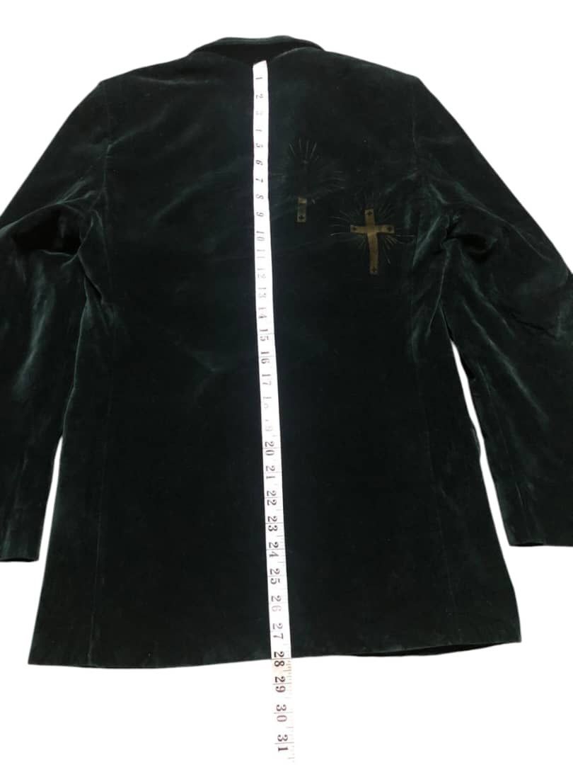 N.Hoolywood N.Hoolywood Green Velvet Blazer Cross Printed Deaign Size US S / EU 44-46 / 1 - 15 Thumbnail