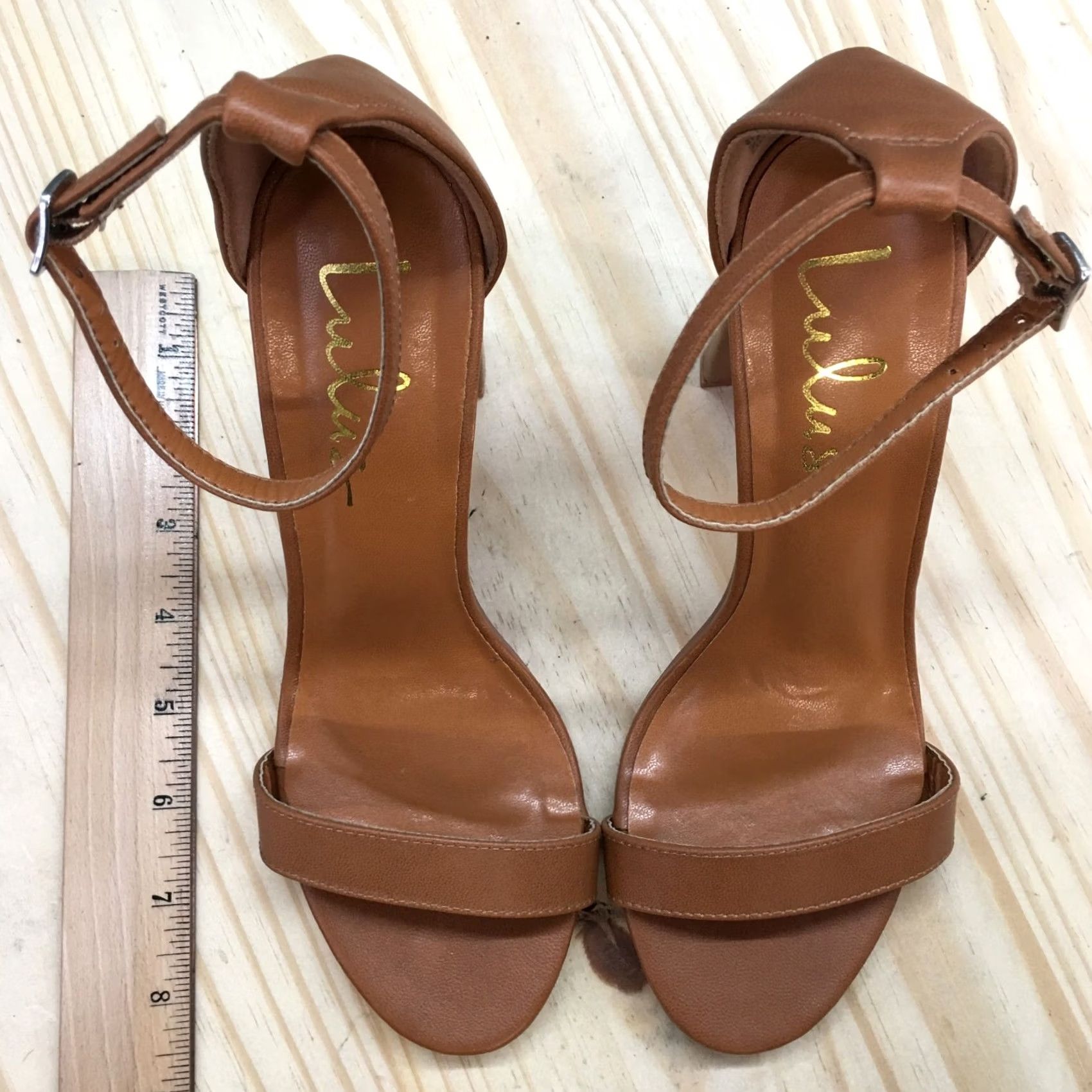 Lulus Lulus Pump Heels Womens 7M Brown Taylor Naked Ankle Strap Slip-On Casual Leather Sandal Size US 7 / IT 37 - 5 Thumbnail
