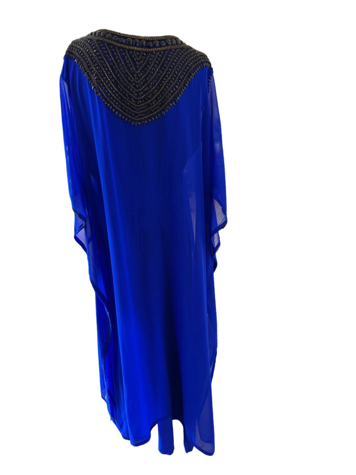 Vintage Royal blue women’s Islamic Kaftan black beaded embroidery Size M / US 6-8 / IT 42-44 - 3 Thumbnail