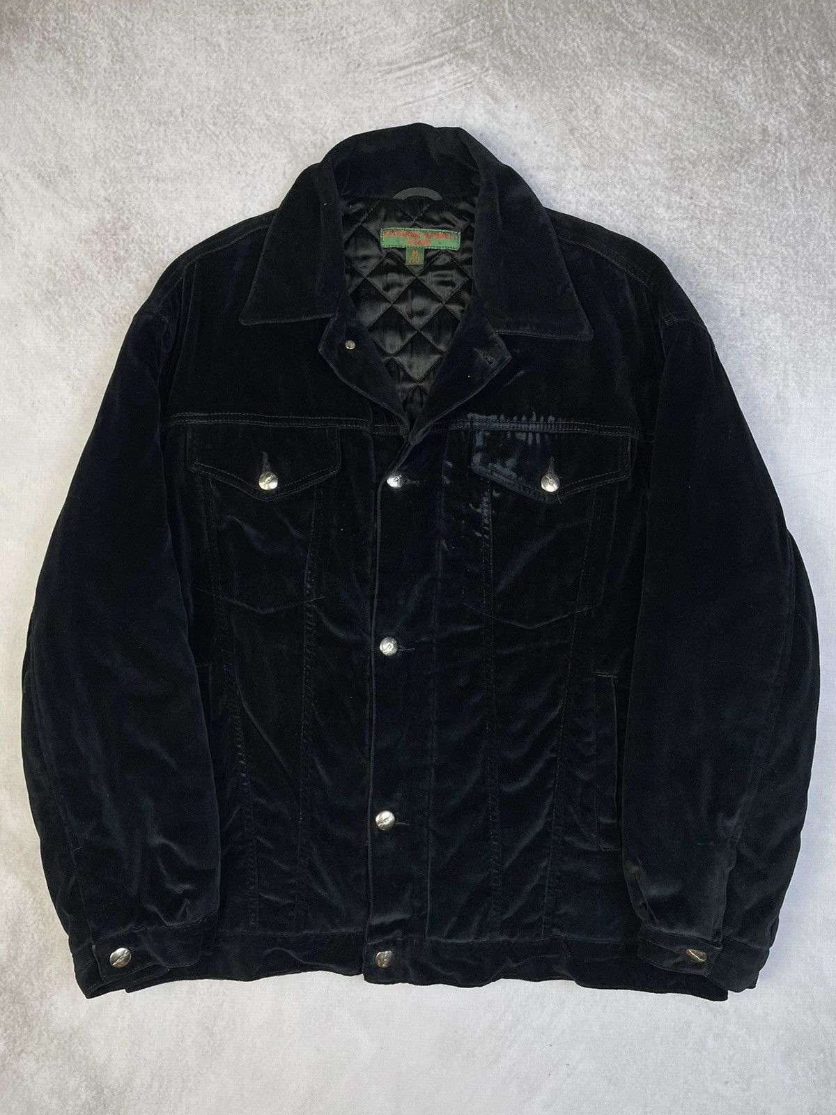Katharine Hamnett London 1980s Velour Padded Trucker Jacket Size US M / EU 48-50 / 2 - 1 Thumbnail