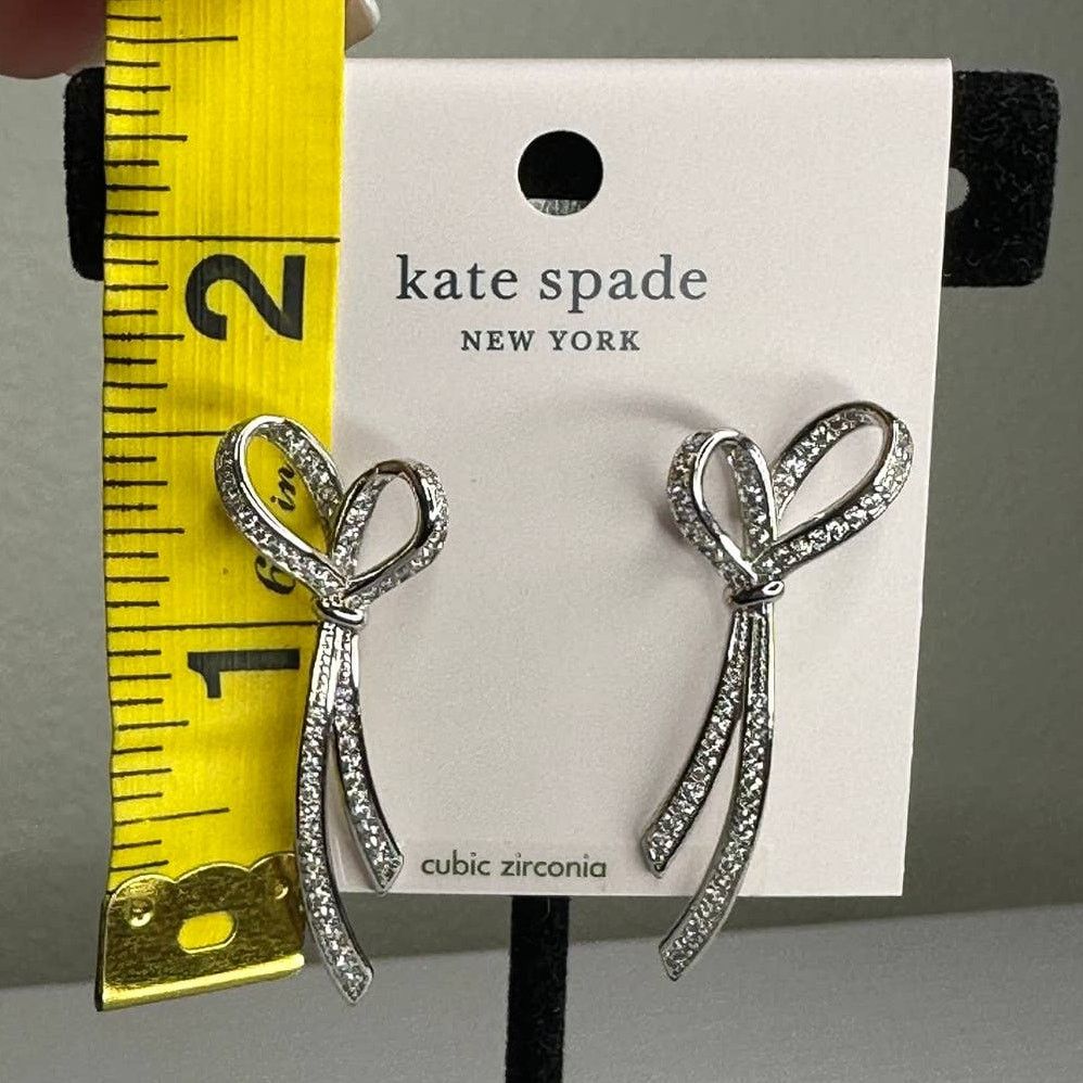 Kate Spade Kate Spade All Tied Up Paved Silver Earrings Size ONE SIZE - 8 Thumbnail