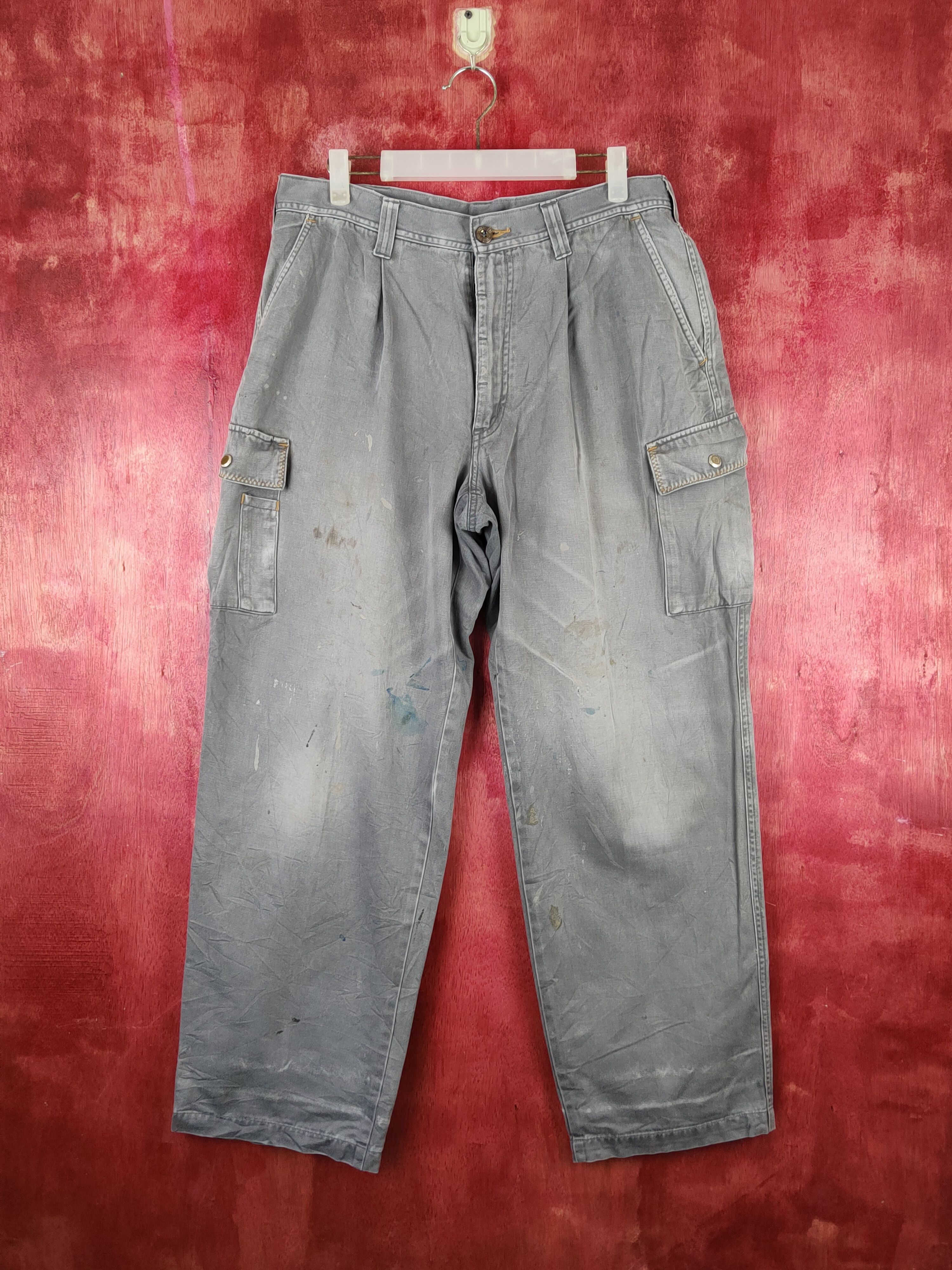 Gin Washi Gray Faded Multipocket Tactical Cargo Pants #S1792