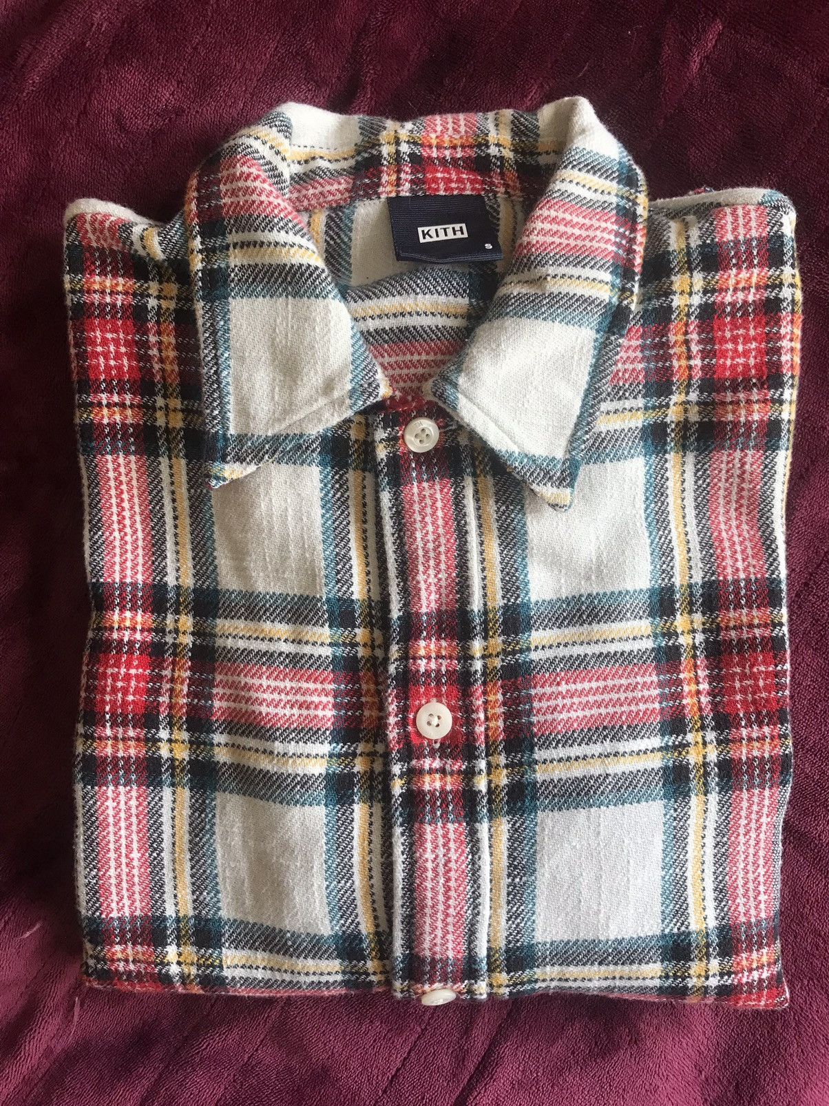 image of Kith Plaid Boxy Collared Overshirt, Men's (Size Small)