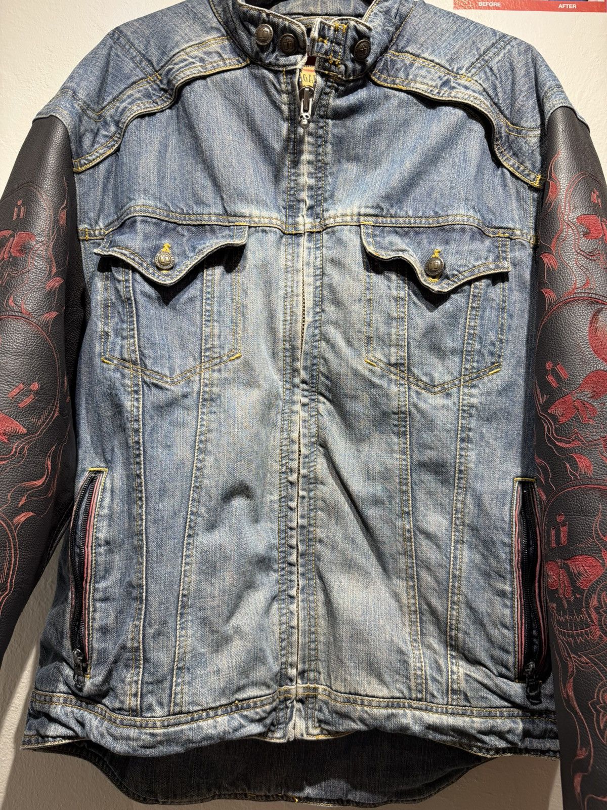 Vintage Vintage Icon Strongarm Skull Fire Flames motorcycle jacket Size US XL / EU 56 / 4 - 12 Thumbnail