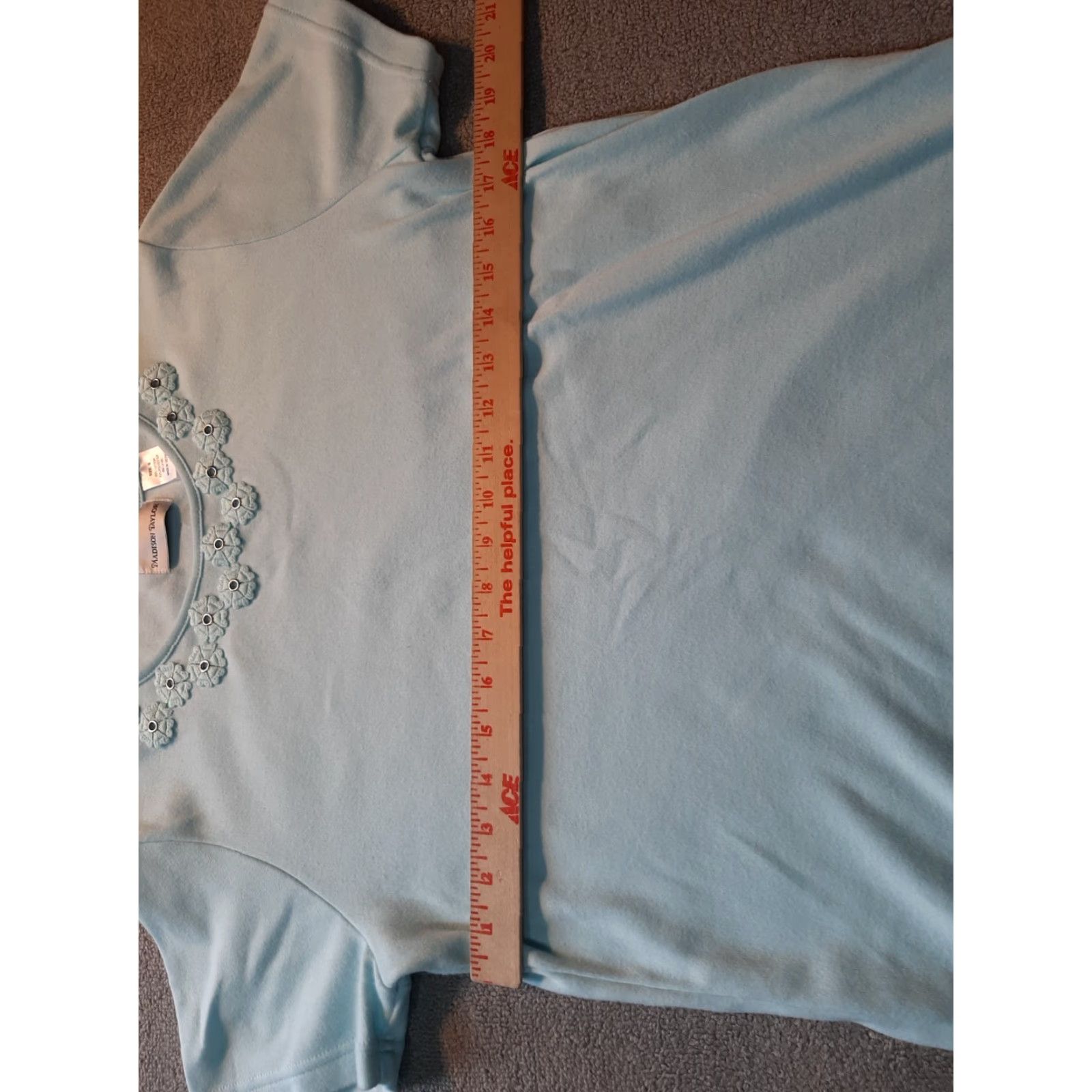 Madison Madison Taylor Shirt Woman Top Small S Short Sleeve Light Blue Floral trim Shirt Size S / US 4 / IT 40 - 5 Thumbnail
