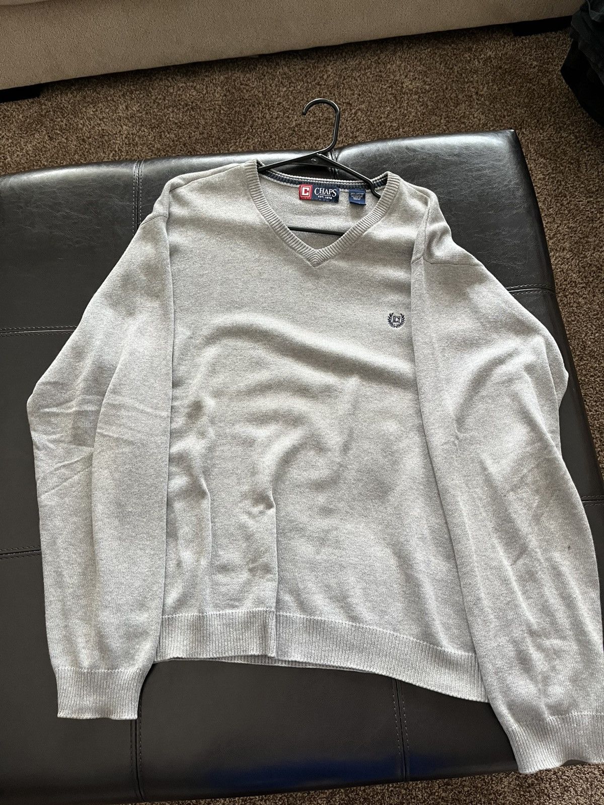 Chaps Grey crew neck/ knit long sleeve chaps Size US XL / EU 56 / 4 - 1 Thumbnail