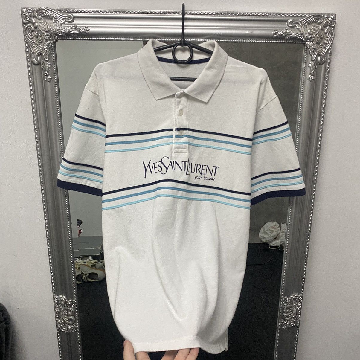Vintage Vintage YVES SAINT LAUREN Big Logo Polo Shirt Size US M / EU 48-50 / 2 - 3 Thumbnail